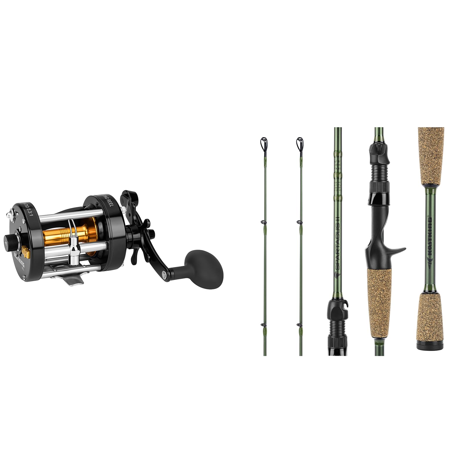 Kastking Rover Round Baitcasting Reel Left Hand 50 & Spartacus Ii Casting Rod 7’6”