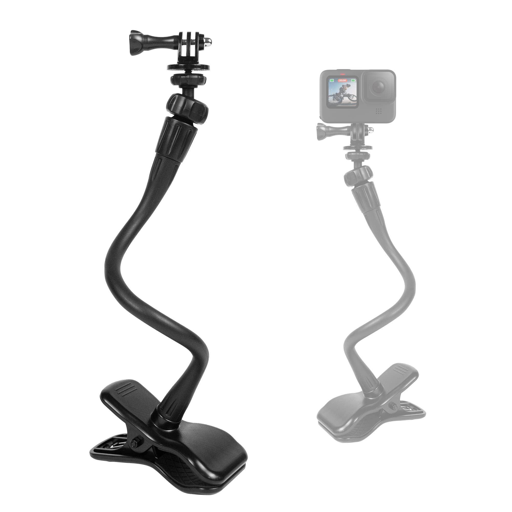 Fahliso Flexible Jaws Clamp Mount For Gopro Webcam Stand Holder Desk Table Clip With 1/4” Screw Thread 360° Ball Head Compatible With Logitech Webcam/Dji Action Cameras