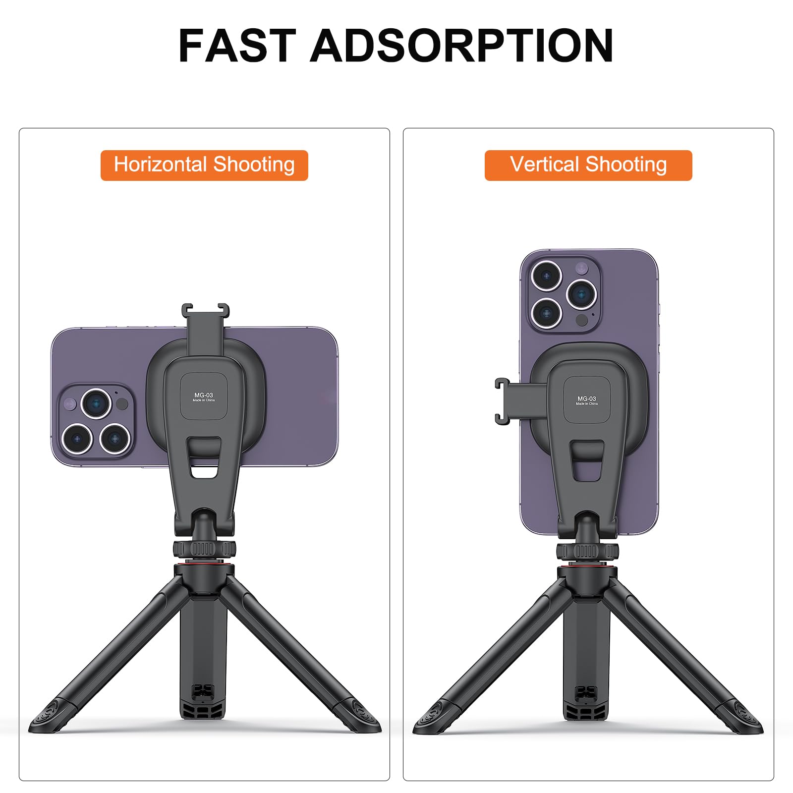 Vrig Mg-03 Magnetic Phone Tripod Mount,Tripod Mount For Magsafe Cold Shoe For Iphone.14.13.12 Series,Magnetic Ring Compatible With All Phones & All Cases,360° Rotation,For Tripods,Cameras