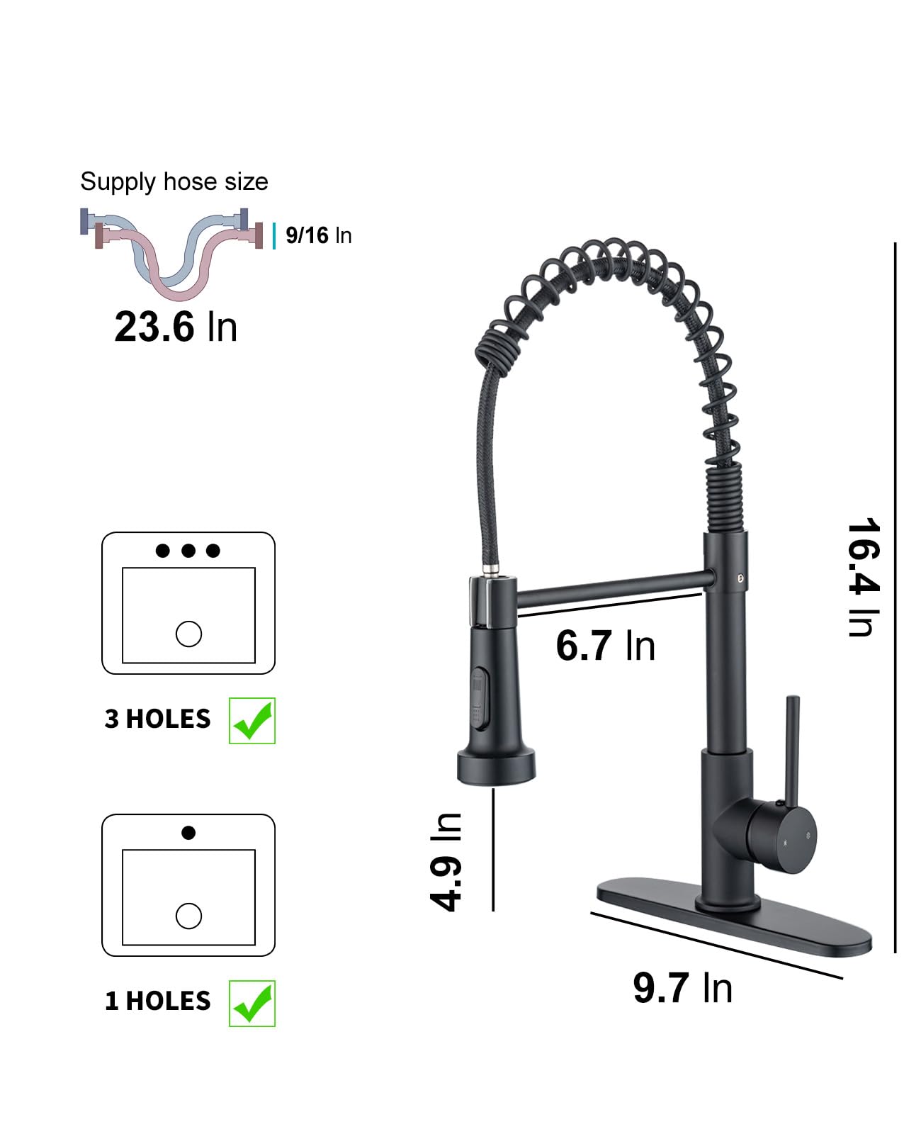 Jafeton Durable Kitchen Faucet With Pull Down Sprayer, Temperature Control 360° Rotatable Commercial Kitchen Sink Faucets Single Handle Spring Laundry Camper Utility Wet Bar Sinks