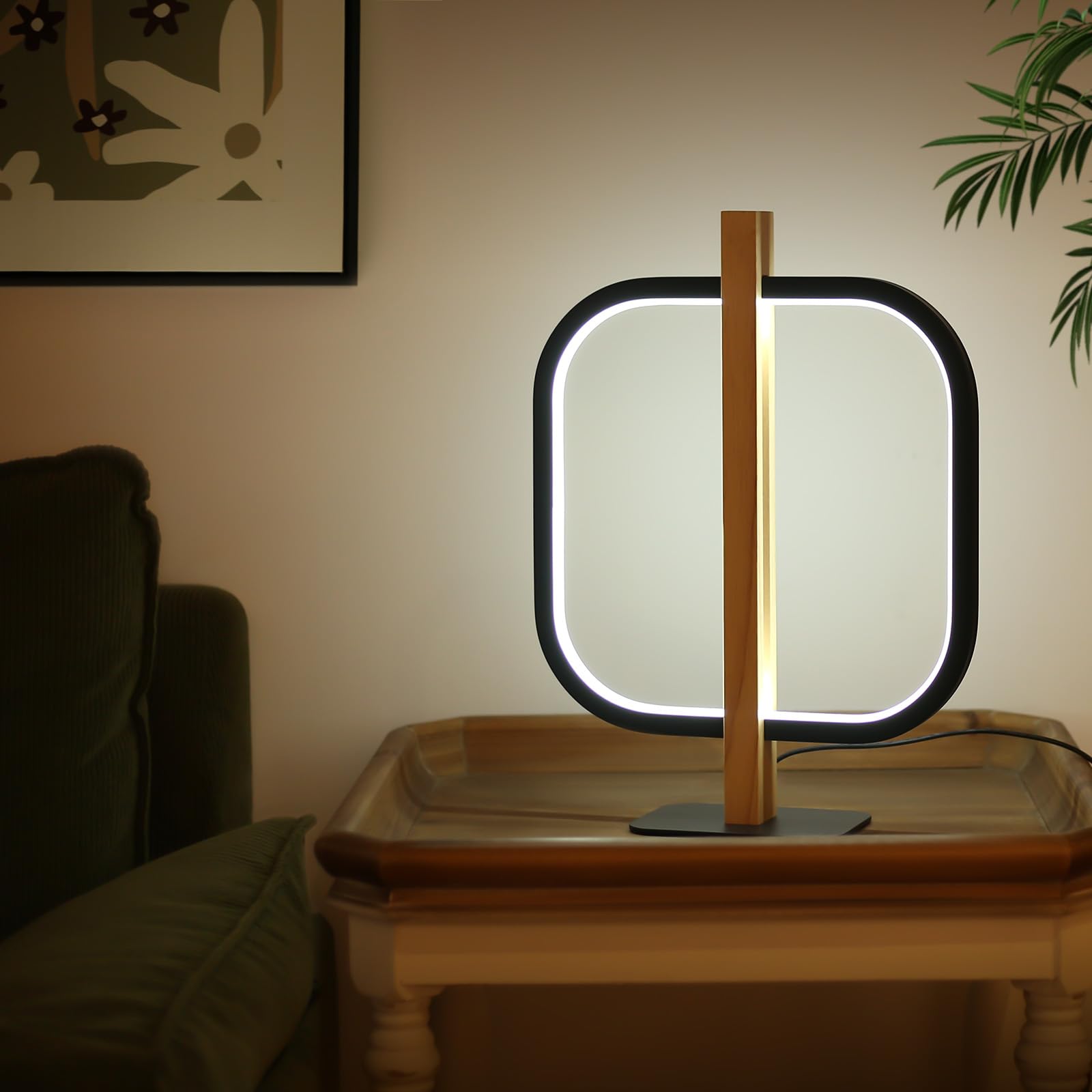 Jioodich. Modern Led Table Lamp, Dimmable Nightstand Lamp For Bedroom, Wooden Touch Bedside Light, 3 Color Temperature Desk Lamp For Living Room, Office, Reading, Black