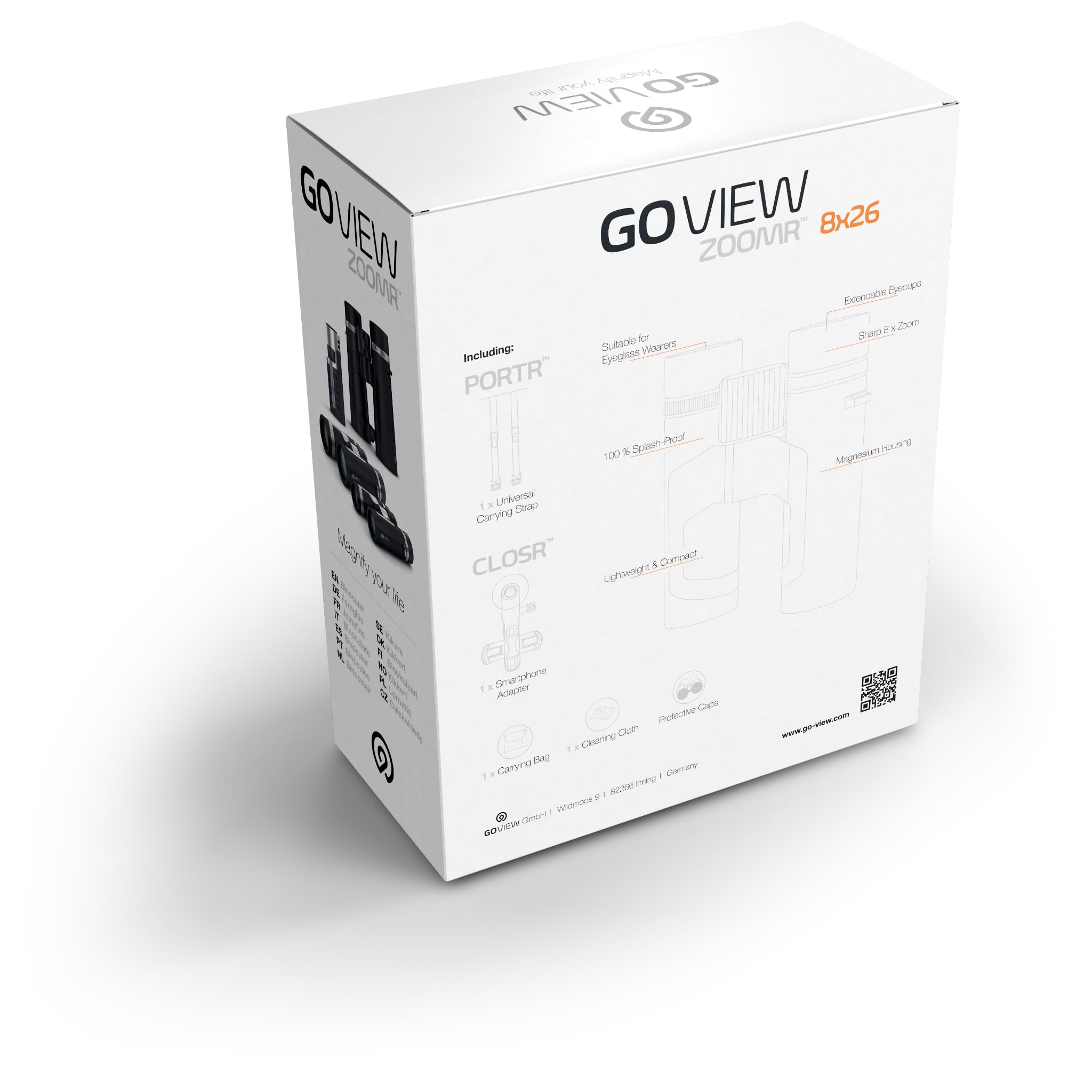 Goview Binoculars Zoomr 8X26, Sunset Orange