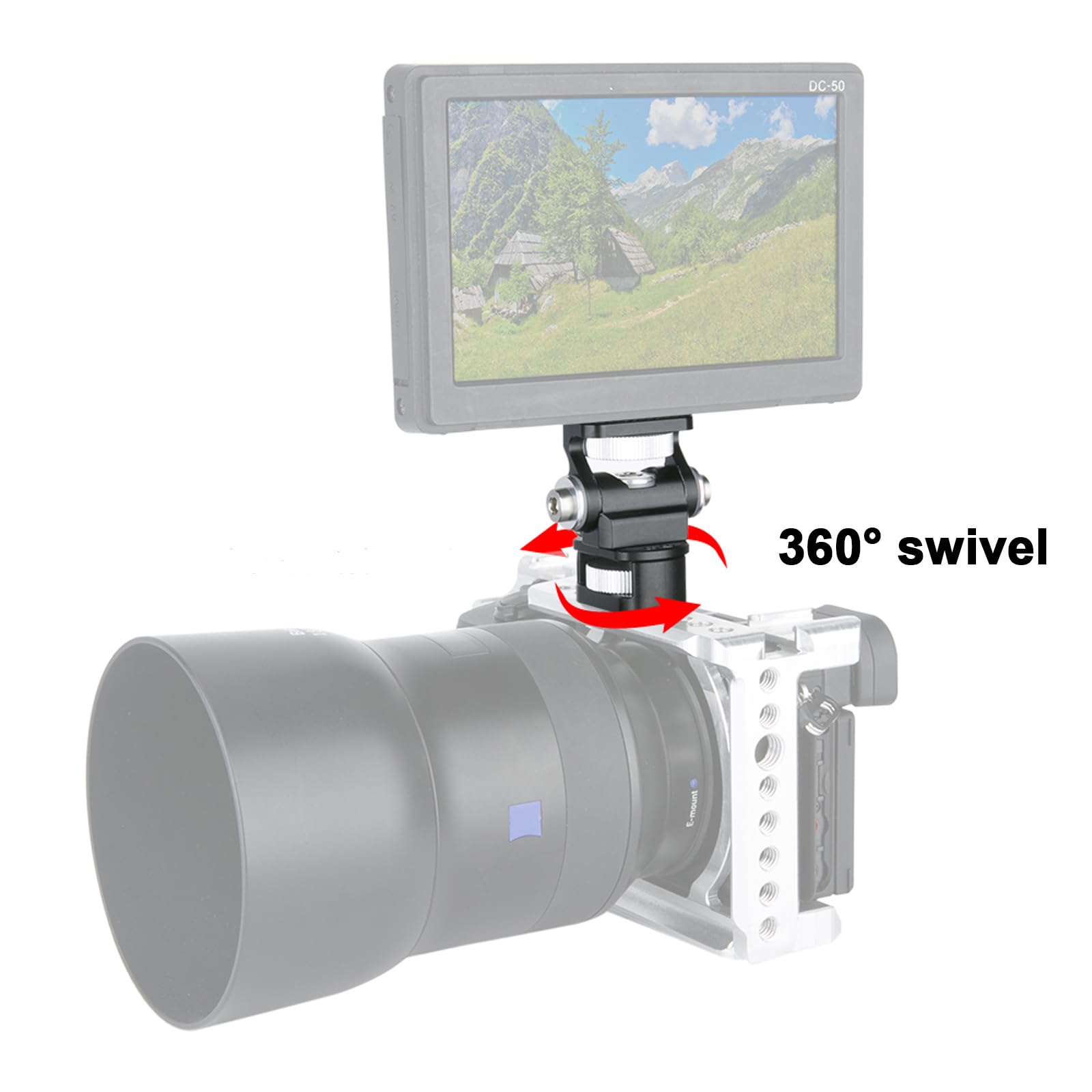 Niceyrig Dslr Monitor Mount For Arri Mount, 180° Tilt And 360° Swivel Support 5‘’ 7‘’ Field Monitor Holder For Camera Cage Rig, Stabilizers- 339
