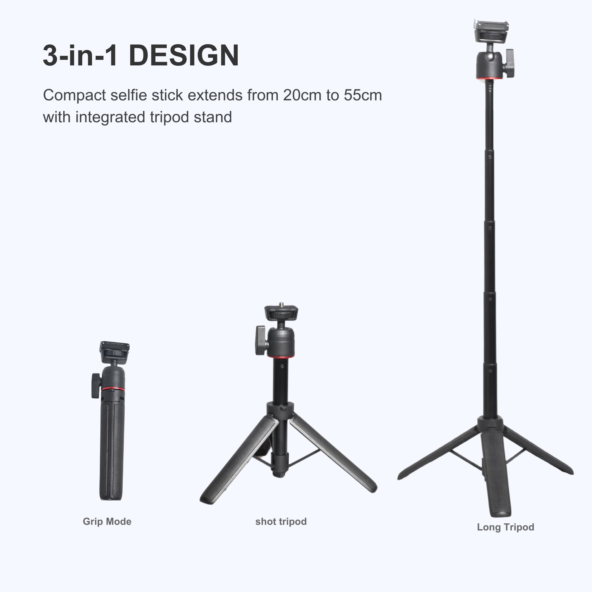 Fotoleey Mini Tripod For Dji Osmo Action 5 Pro/Action 4, 20-55Cm Extendable Holder With Ball Head Mount Compatible With Insta360, Go Pro, Vlogging Live Streaming Camera Stand