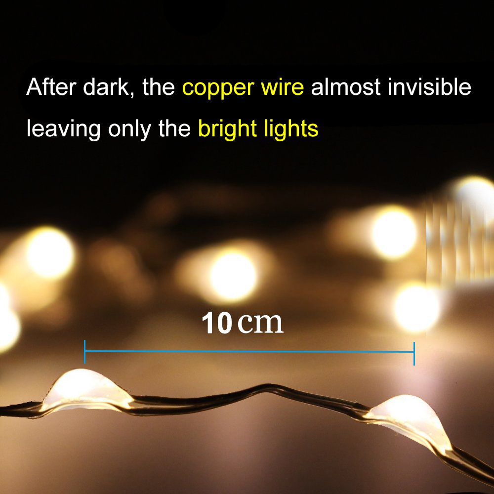 Amir Solar String Lights, 39Feet 120 Led Mini Copper Wire Lights, 8 Modes Waterproof Fairy Lights, Indoor Outdoor Solar Decoration Lights For Patios, Home, Parties (Warm White - Pack Of 2)