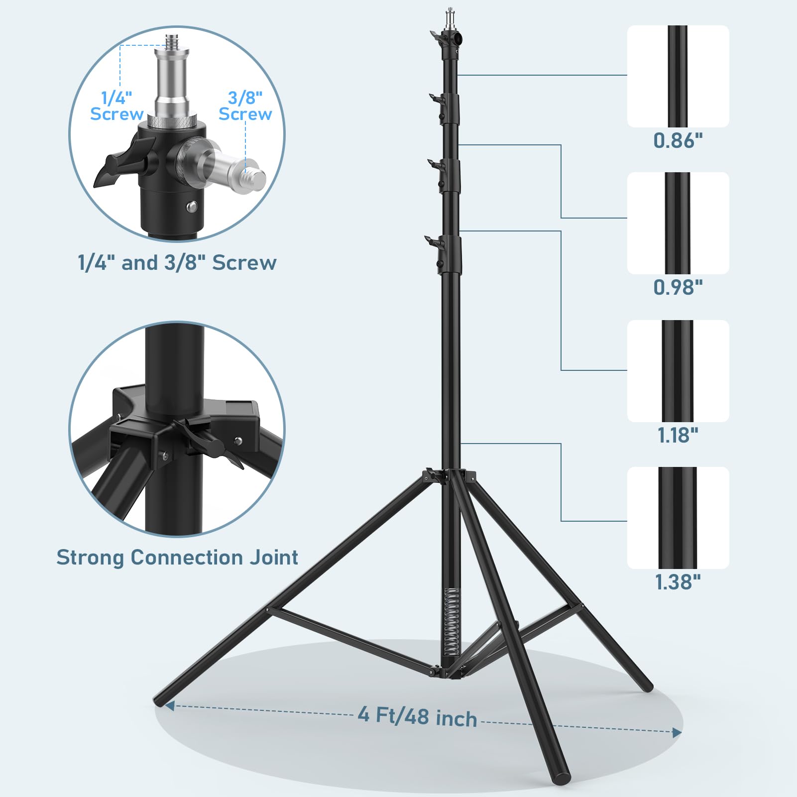 Sdfghj 13.1' Heavy Duty Light Stand Photography, 157.2In/4M/400Cm Adjustable Metal Professional Sky High Tripod With Built-In Spring Cushion With 1/4"& 3/8" Screw Adapter Compatible With Most Cameras