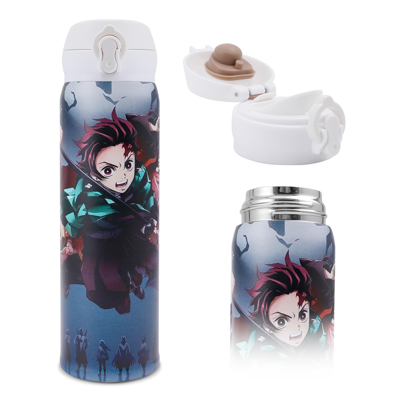 Anime Slayer Water Bottle With Straw, Vacuum Insulated Kimetsu No Nezuko Tanjirou Cosplay Stainless