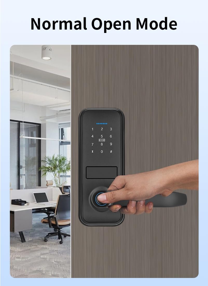 Xenocam Smart Lock, Keyless Entry Door Lock With Sleek Matte Black Handle, Electronic Keypad Deadbolt, Fingerprint & Touchscreen Keypad, Biometric Door Lock, Bluetooth Smart Lock For Front Door (Black)