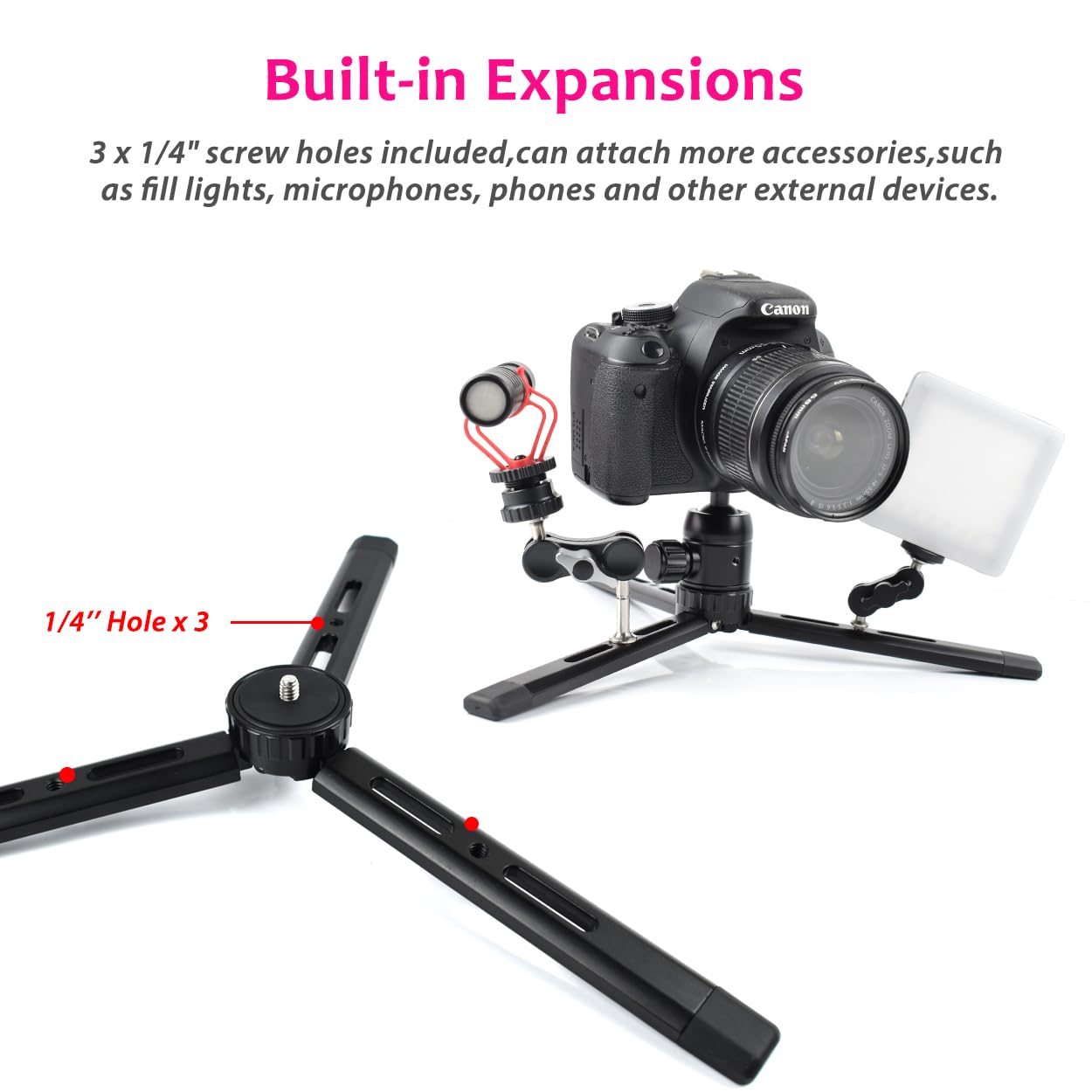 Akeipho Adjustable Aluminum Mini Tripod - Desktop Tabletop Stand For Dslr Cameras, Zhiyun Weebill/Smooth/Crane, Dji Ronin S/Sc/Rsc/Rs, Osmo Mobile, Stabilizer Handle (4-Level Adjustable)