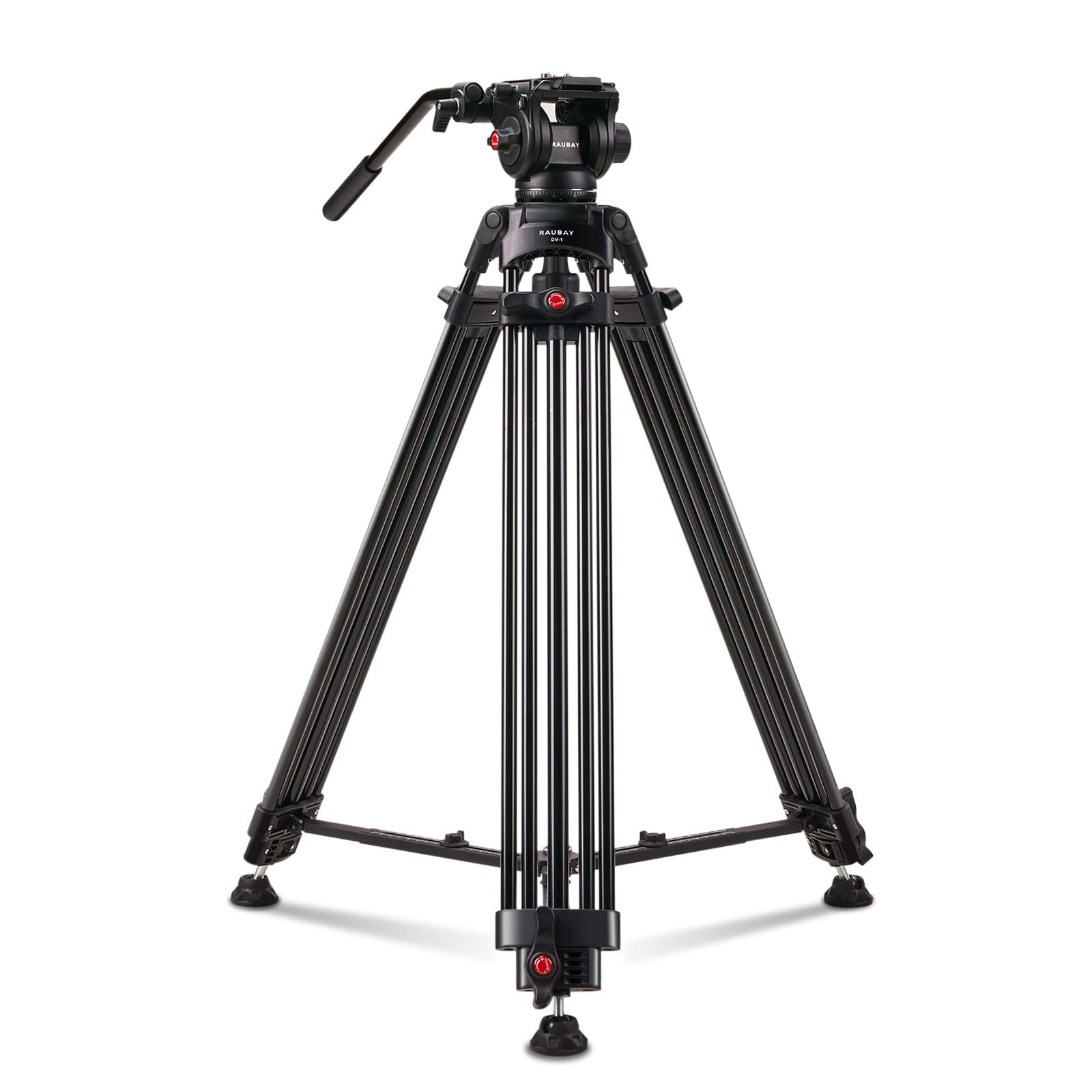 Raubay 70.8" Professional Heavy Duty Video Camera Tripod With Fluid Head, Qr Plate For Dslr Camcorder, Max Loading 17.6Lbs, Aluminum Twin Tube Leg With Metal Mid-Level Spreader Dv-1 Pro