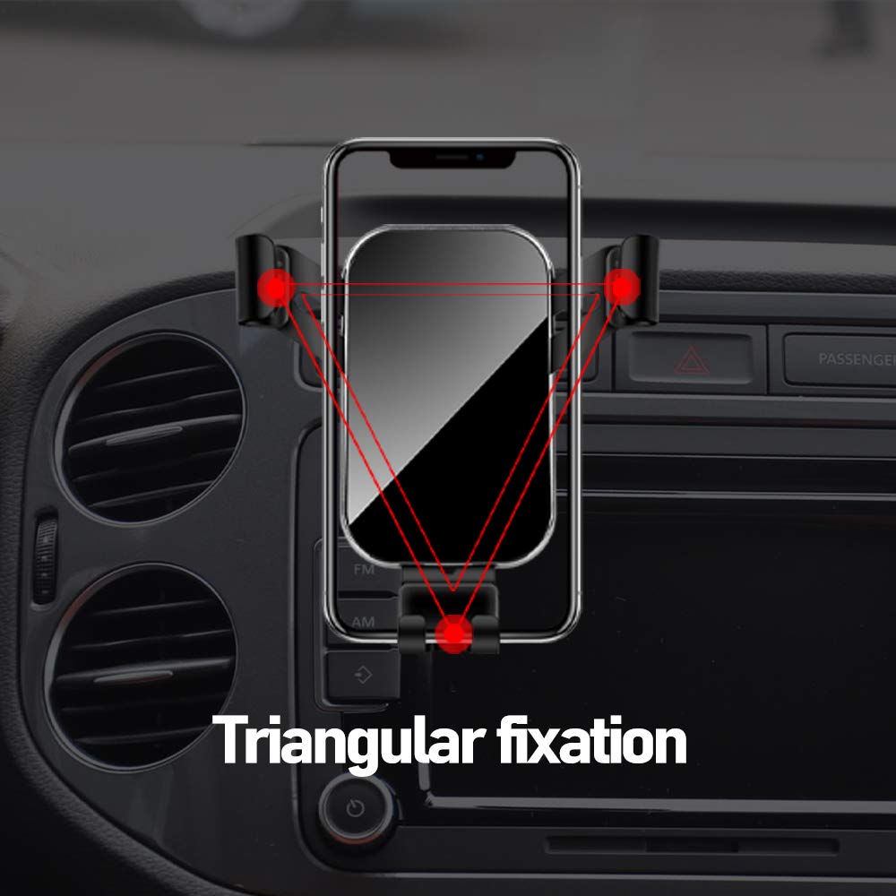 Kungkic Auto Universal Car Phone Holder Compatible With Volkswagen Vw Tiguan 2012 2013 2014 2015 2016 Air Vent Phone Mount Adjustable Car Phone Cradle Fit For 4-6.2 Inches Phone Iphone Samsung (Black)