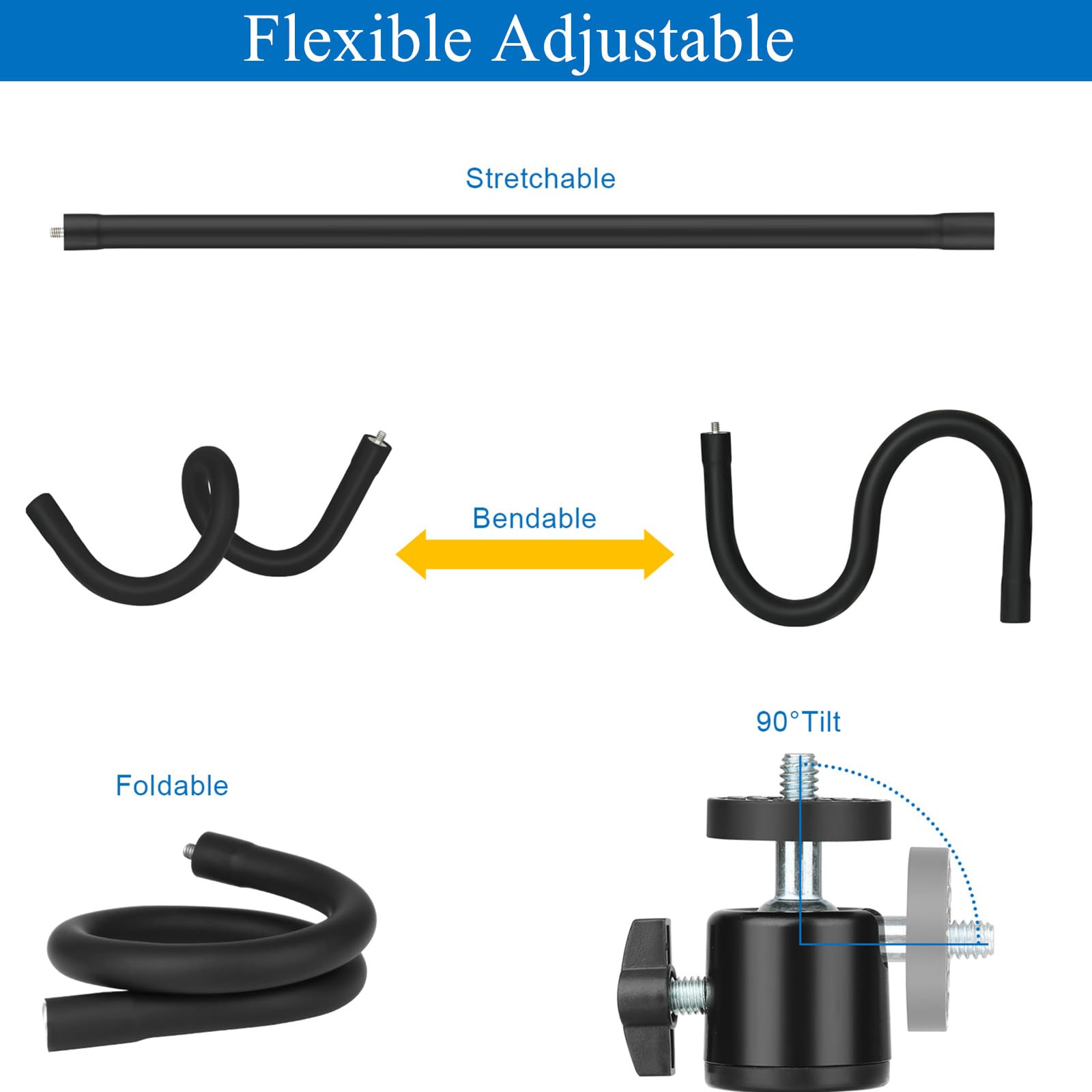 Mippko Webcam Stand For Desk,50Cm Gooseneck Arm Compatible With Logitech Webcam C920 / C920S / C920X / C922 / C922X / C925E / C930 / C930E / C615 / C960 / Brio 4K / Nexigo N60 / Iphone/Ring Light