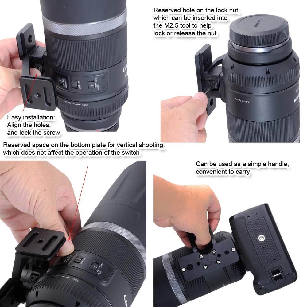 Ishoot Lens Collar Foot Stand Tripod Mount Ring Base Compatible With Canon Rf 600Mm F/11 Is Stm & Rf 800Mm F/11 Is Stm, Support Vertical Shoot, With 2 X Arca-Swiss Fit Quick Release Plate Dovetail