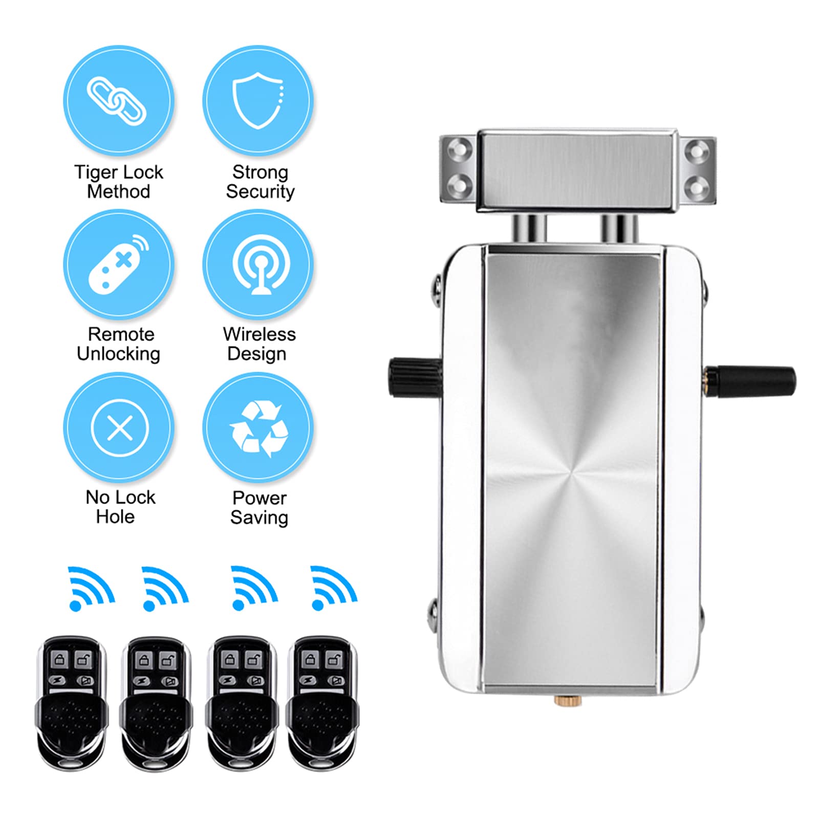 Geevorks Smart Lock,Remote Control Keyless Entry Electronic Lock With 4 Remote Control,Smart Anti-Theft Deadbolt Access Control System For Home Hotel Apartment