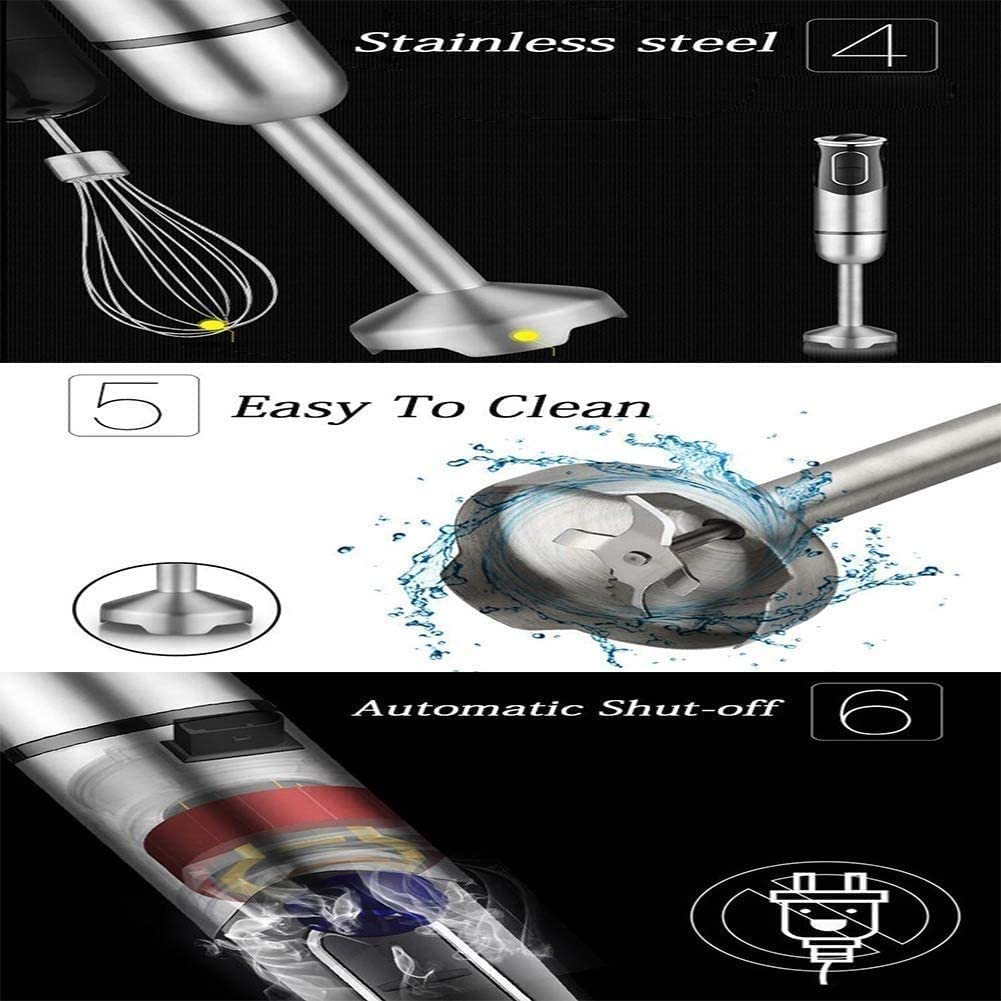 Kaabeto Home Hand Blender, Smart Stick 600W, 2 Speed And Turbo Mode, Handle, With Whisk, Chopper/Grinder Bowl And Beaker/Measuring Cup