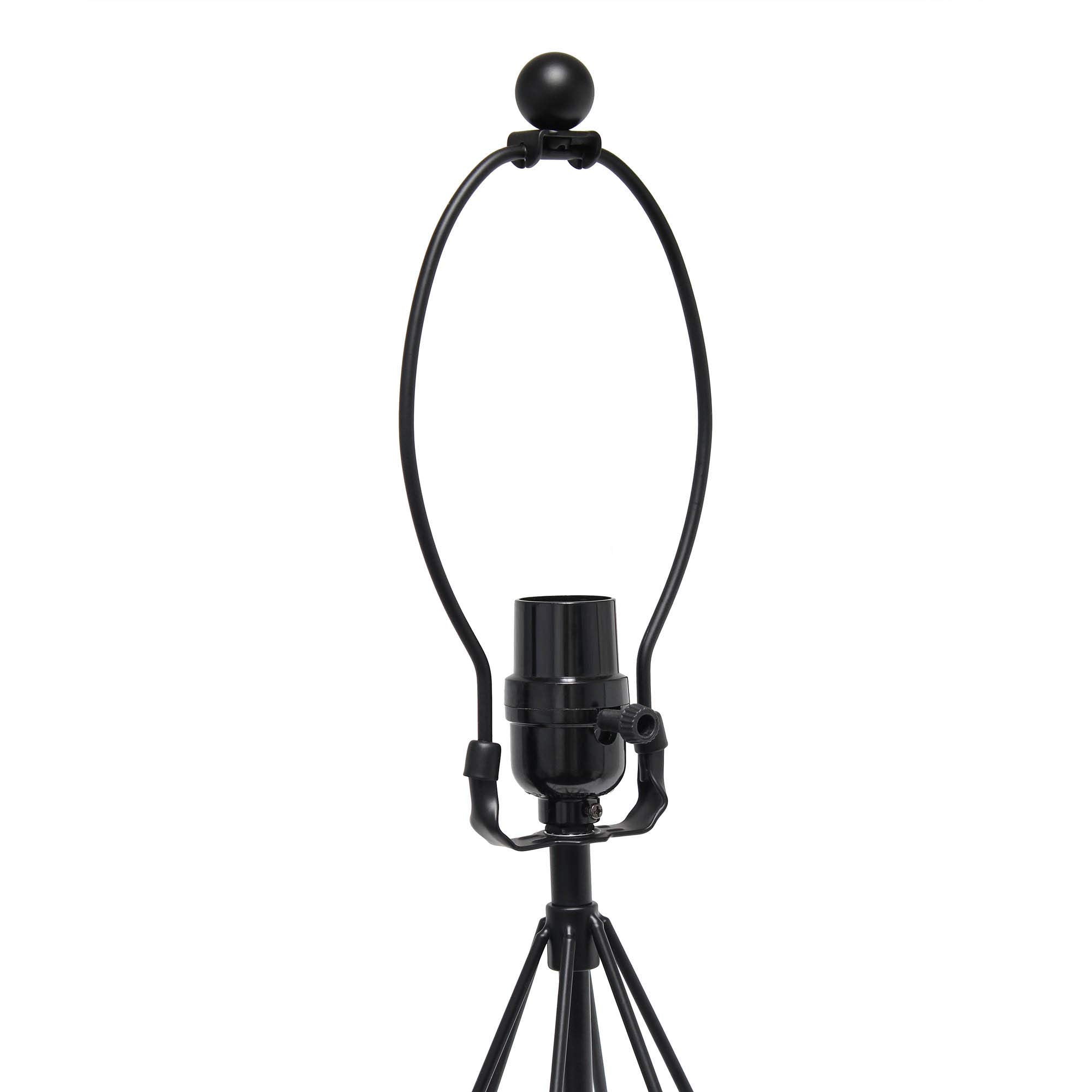 Lalia Home Decorative Geometric Black Matte Wired Table Lamp With Fabric Shade