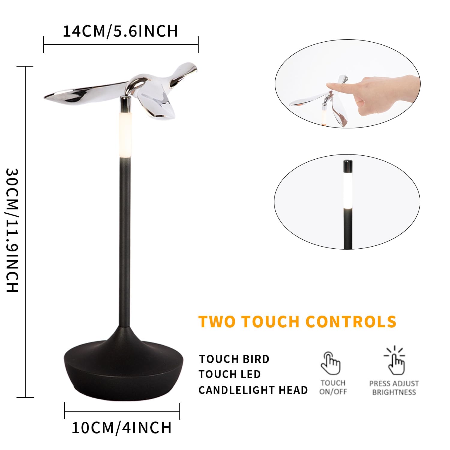 Yoowarm Small Cordless Table Lamp,Rechargeable Led With Funny Bird Corkscrew,Touch Dimmable Bedside For Restaurants And Dining Home Indoor/Outdoor, Children'S Day, Mother'S Day ，Art Deco Lamps, Bar