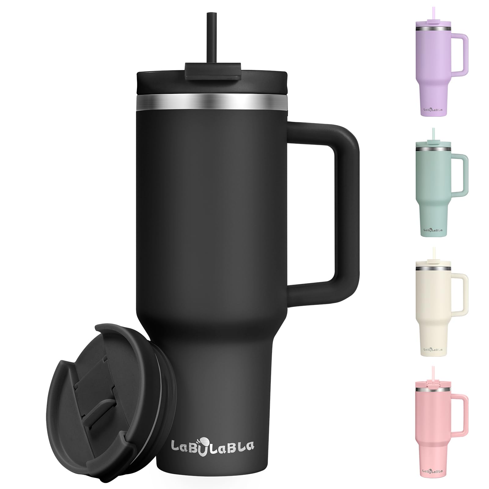 40Oz Tumbler With Handle,Double Wall Vacuum Reusable Stainless Steel Insulated Water Bottle
