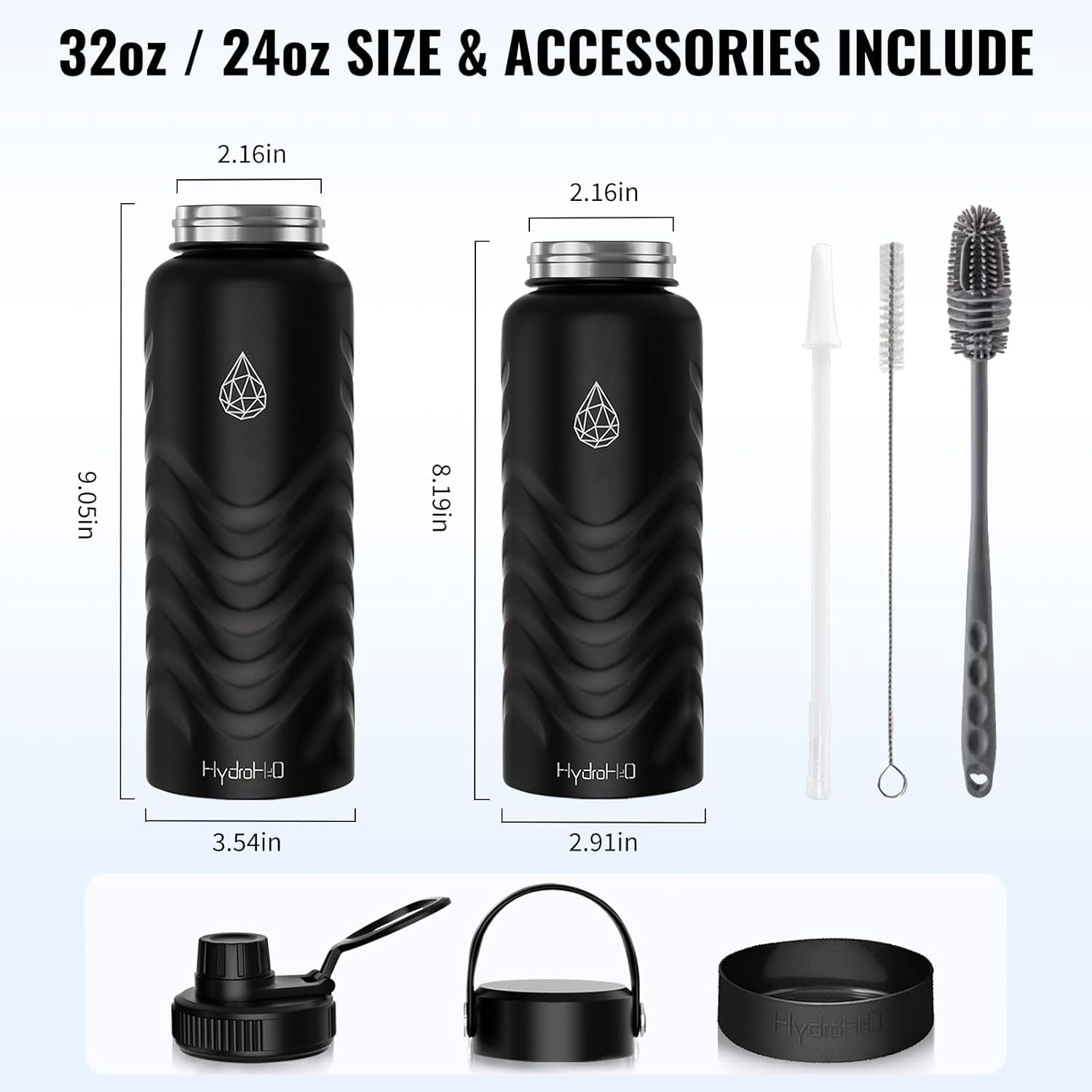 24Oz Stainless Steel Water Bottle With Straw–Insulated,Leak-Proof,Bpa-,Wide Mouth