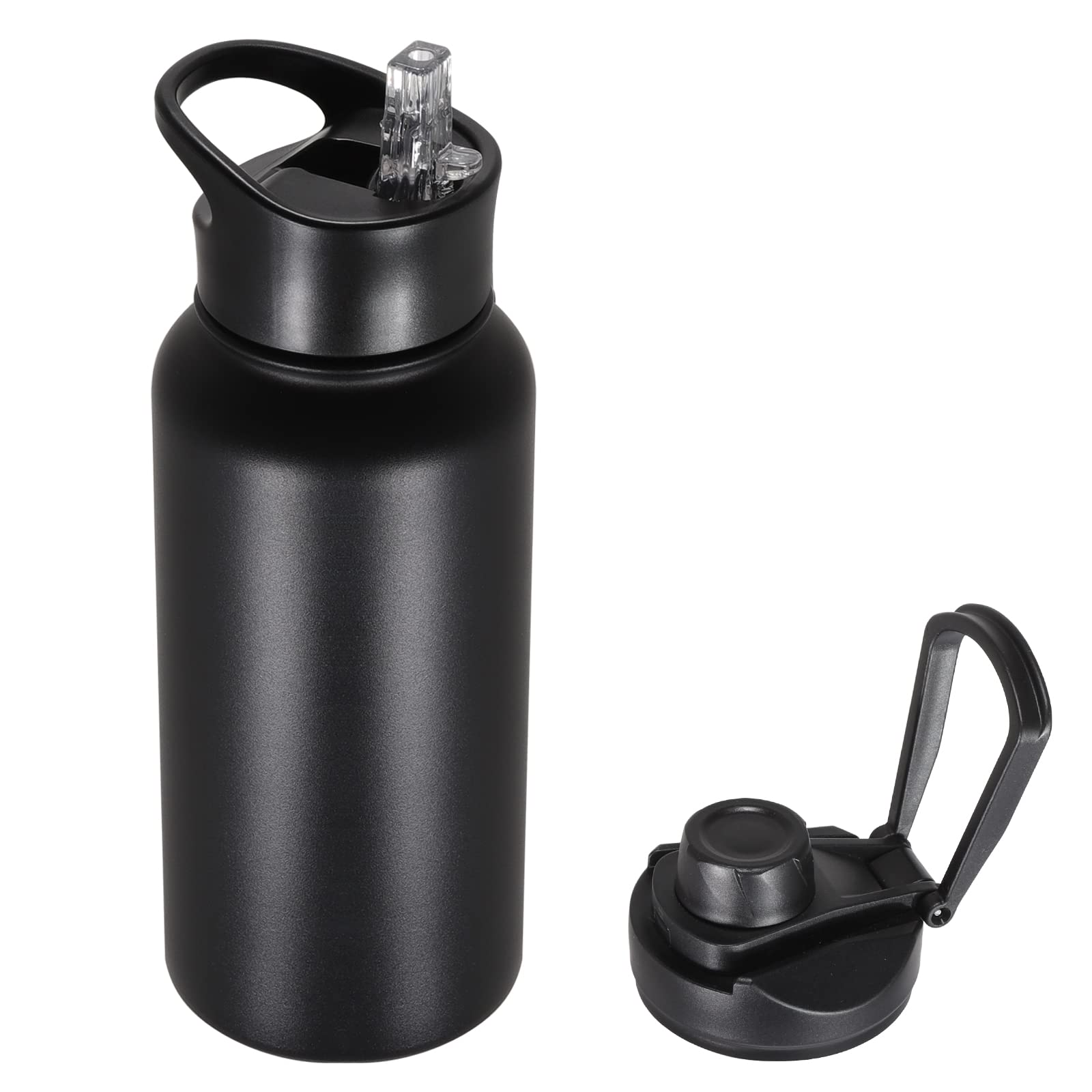 32 Oz Insulated Water Bottle With Straw Lid & Wide Mouth Lids, Stainless Steel Sports Water Bottles