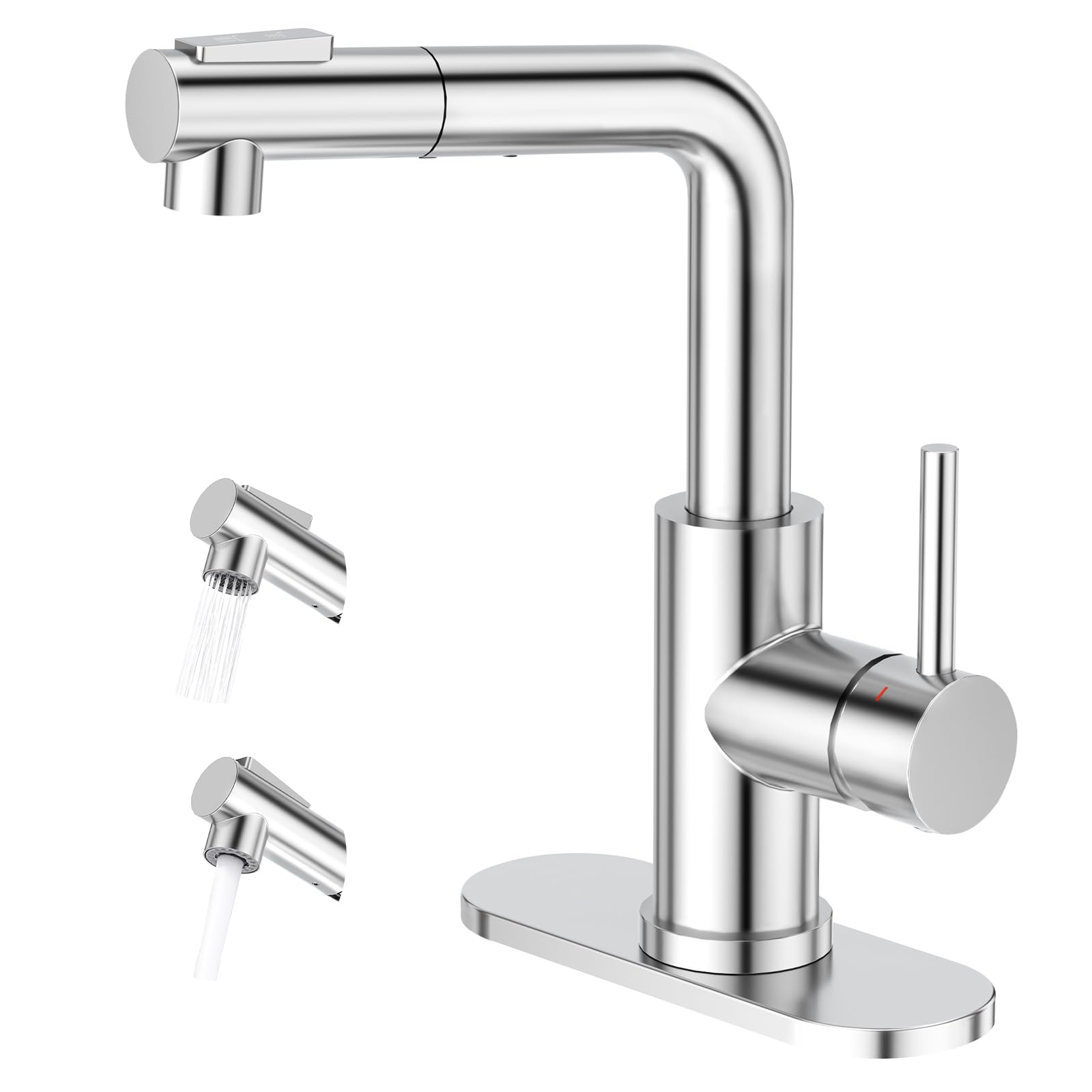 Crea Kitchen Faucets With Sprayer - Pull Out Bathroom Faucet - Single Hole/Handle Bar Sink Faucets For Mini Pre Sink Rv Outdoor Laundry Room - Chrome Stainless Steel