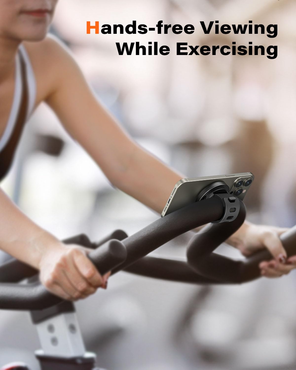 A2C Gym Fitness Phone Mount For Magsafe - 17 N52 Strong Magnets Stable And Secure Phone Mount With Adjustable Strap, Compatible With Gym Equipment, Stroller, Shopping Cart, Exercise Bikes