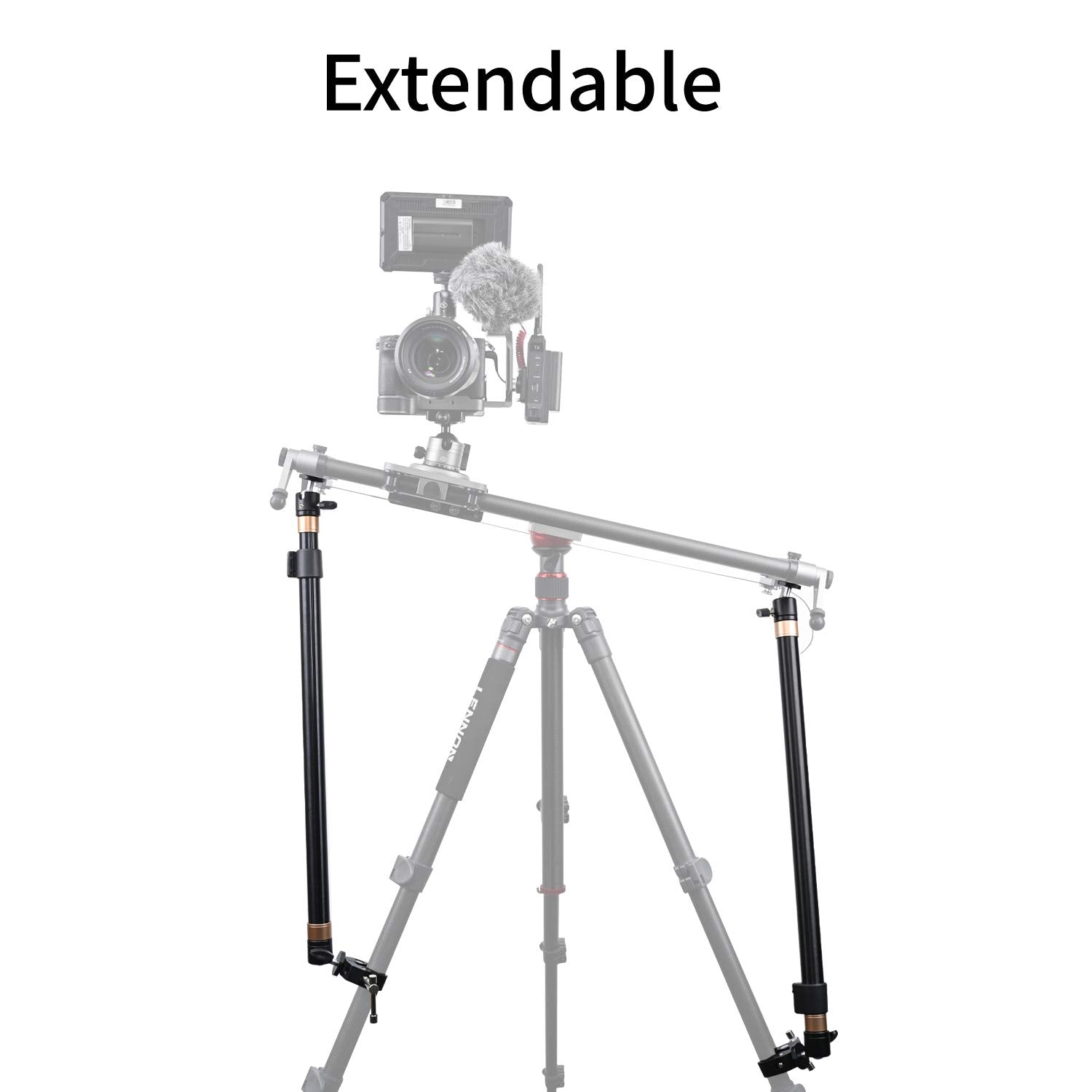 Akuge Tripod Stability Arms For Slider Camera Dolly Track Rail Increasing Stability Lightweight Adjustable Length (2 Arm In) - Akuge
