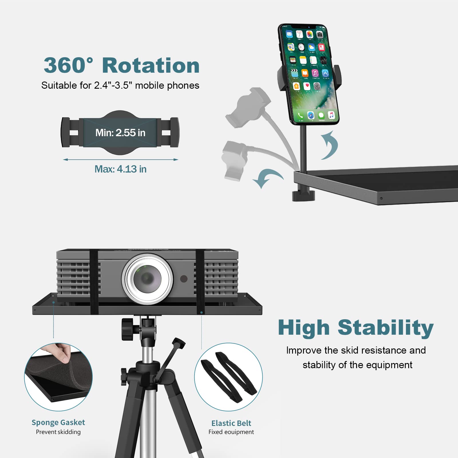 Facilife Projector Tripod - Adjustable Height From 17.6 To 51.4 Inches, Multi-Purpose Portable Stand For Laptop, Dj & More