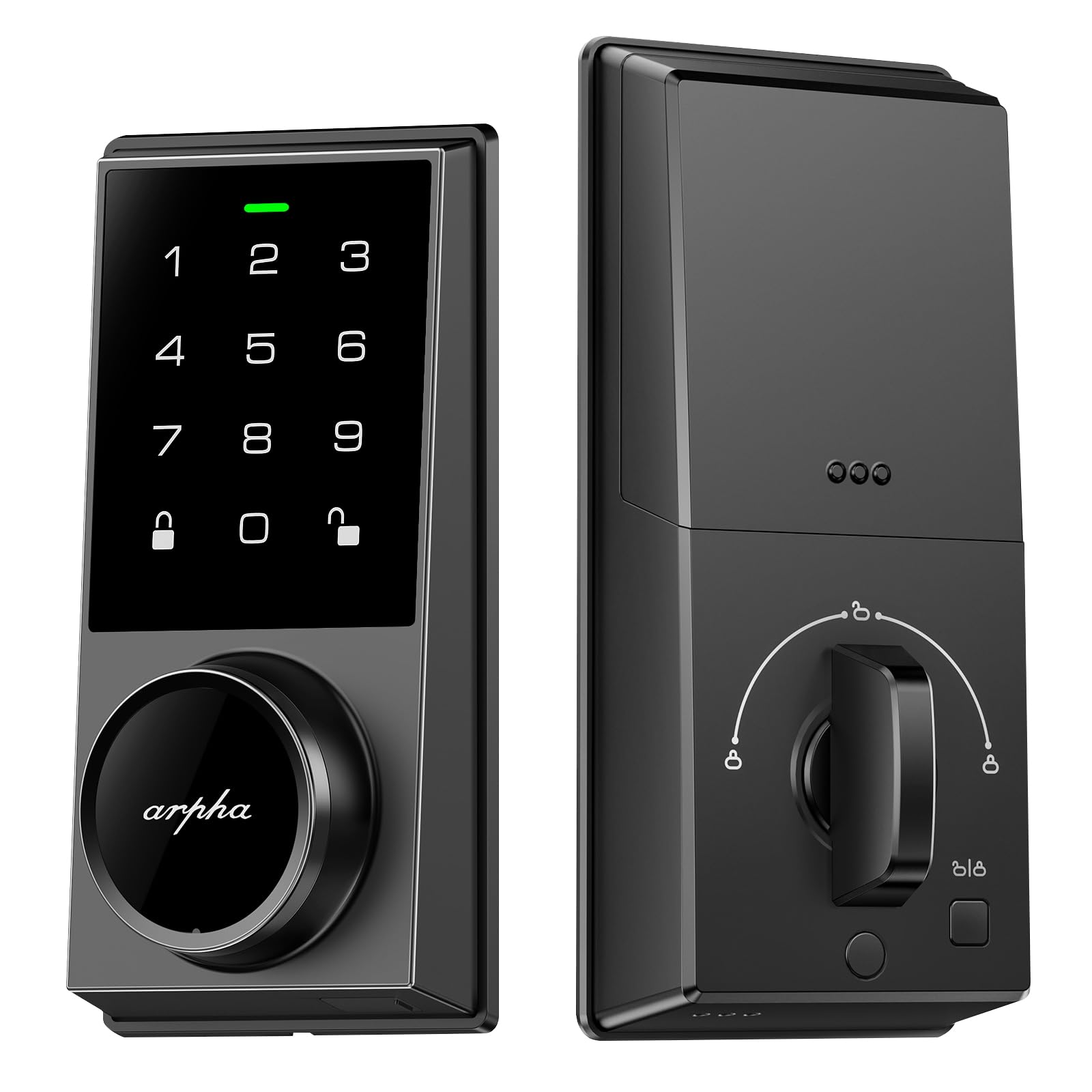 Arpha Keyless Entry Door Lock With 50 Codes, Electronic Keypad Deadbolt Lock With Auto-Lock, Code, Key, Smart Locks For Front Door Lock For Bedrooms, Offices & Apartments, Easy To Install, Black
