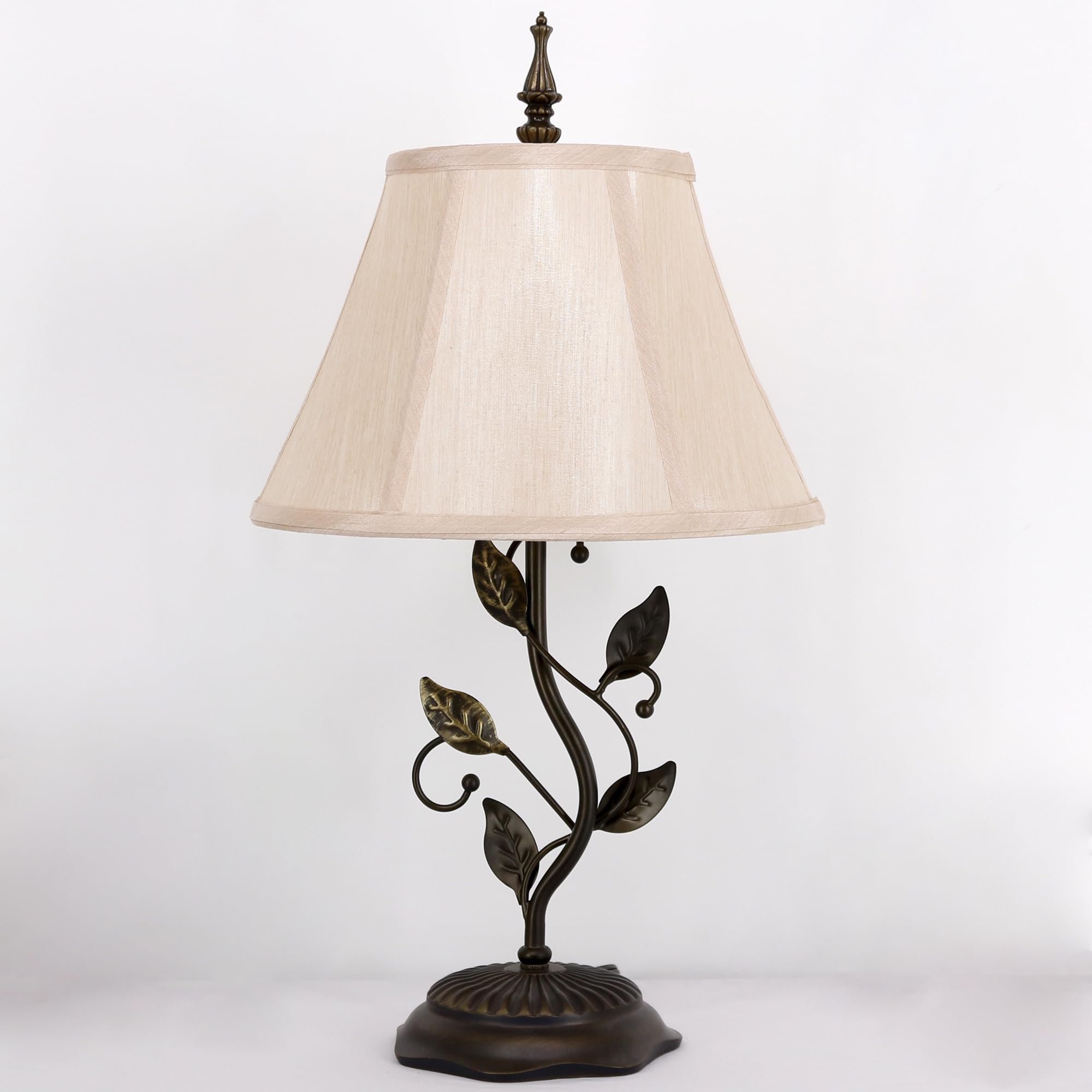 L-Juicwe Farmhouse Table Lamp Antique Resin Metal Leaf Base Traditional Rustic Mid-Century Desk Lamp 22.5 Inch Tall For Living Room Office Bedroom