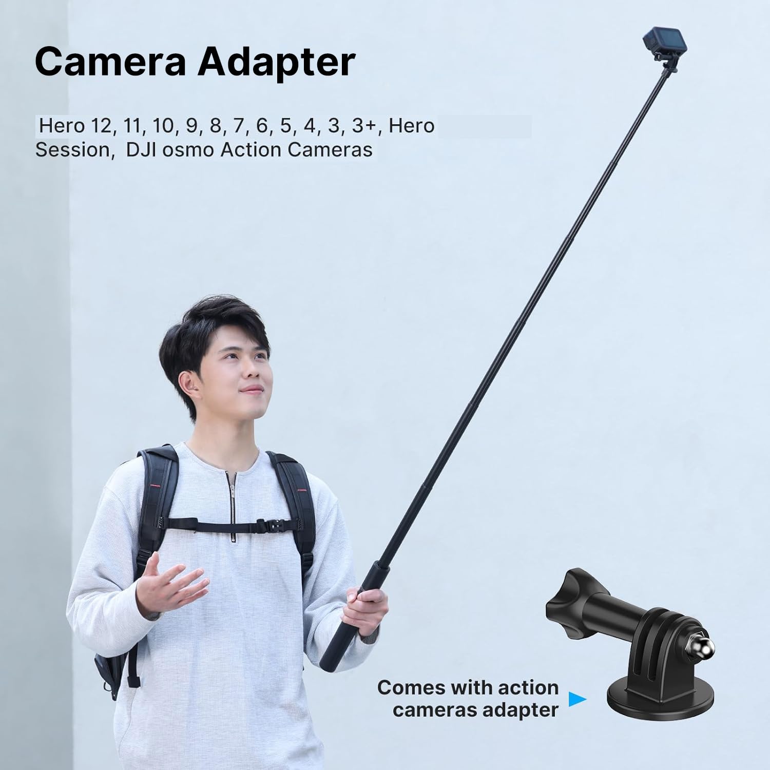 Uurig Ulanzi 59In Invisible Selfie Stick Tripod Tt52 Extendable Pole Selfie Stick Handle Grip Adjustable For Insta360 X4 X3 Video Shooting W Adapter For Action Camera Hero 13 12, 11, 10, 9, 8, 7, 6, 5 Etc
