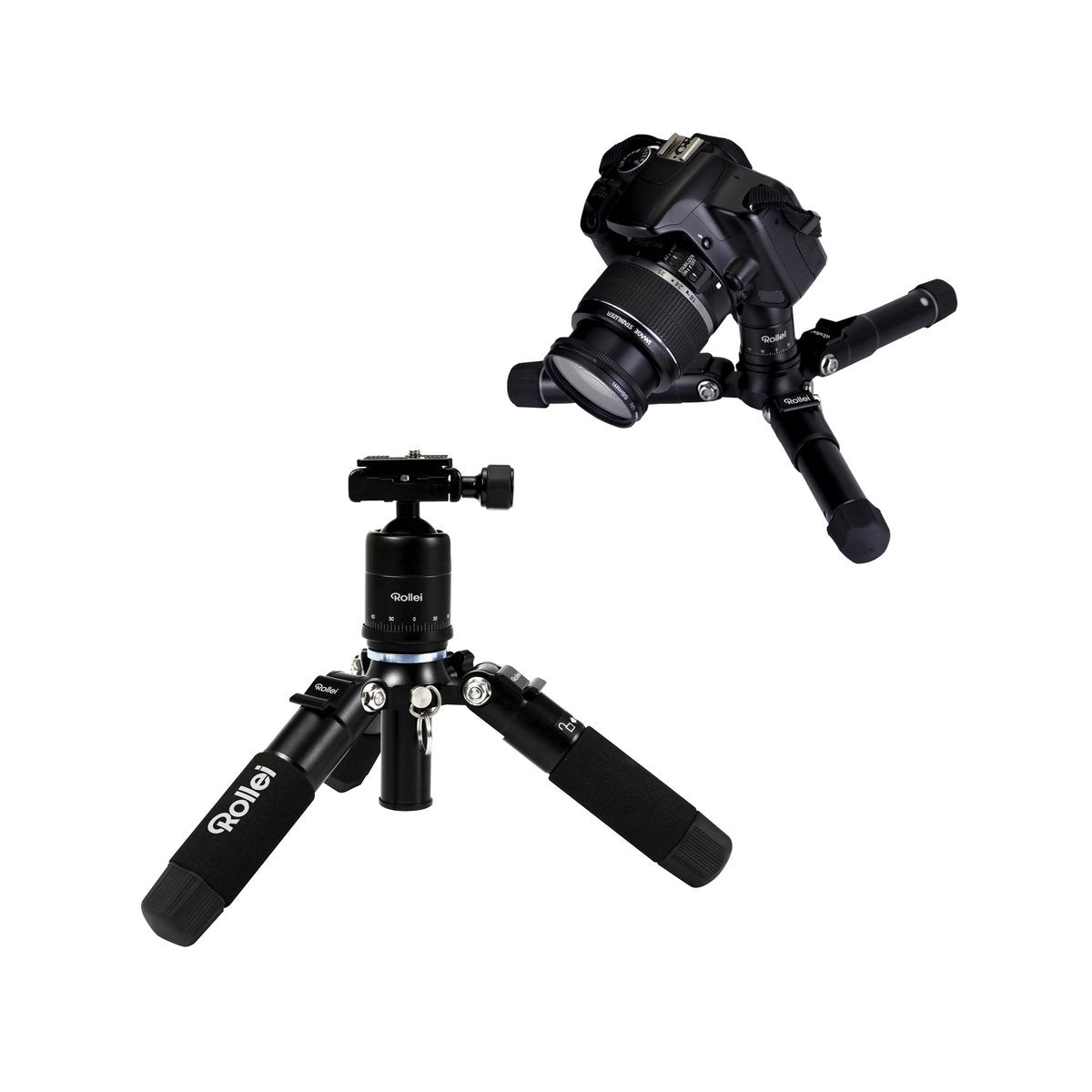 Rollei Compact Traveler Mini M-1 - Compact Mini-Tripod, Very Light And Ideal For Travel, Incl. Ball Head And Quick Release Plate - Black