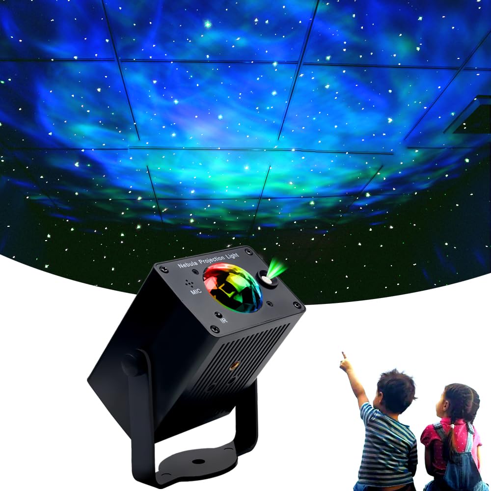 Koot Star Lights,Galaxy Projector For Bedroom Ocean Wave Sound Activated Light 180-Degree Rotating Nebula Lamp With Remote Control Night Lighting For  Kids Deco Birthday Party Gaming Room