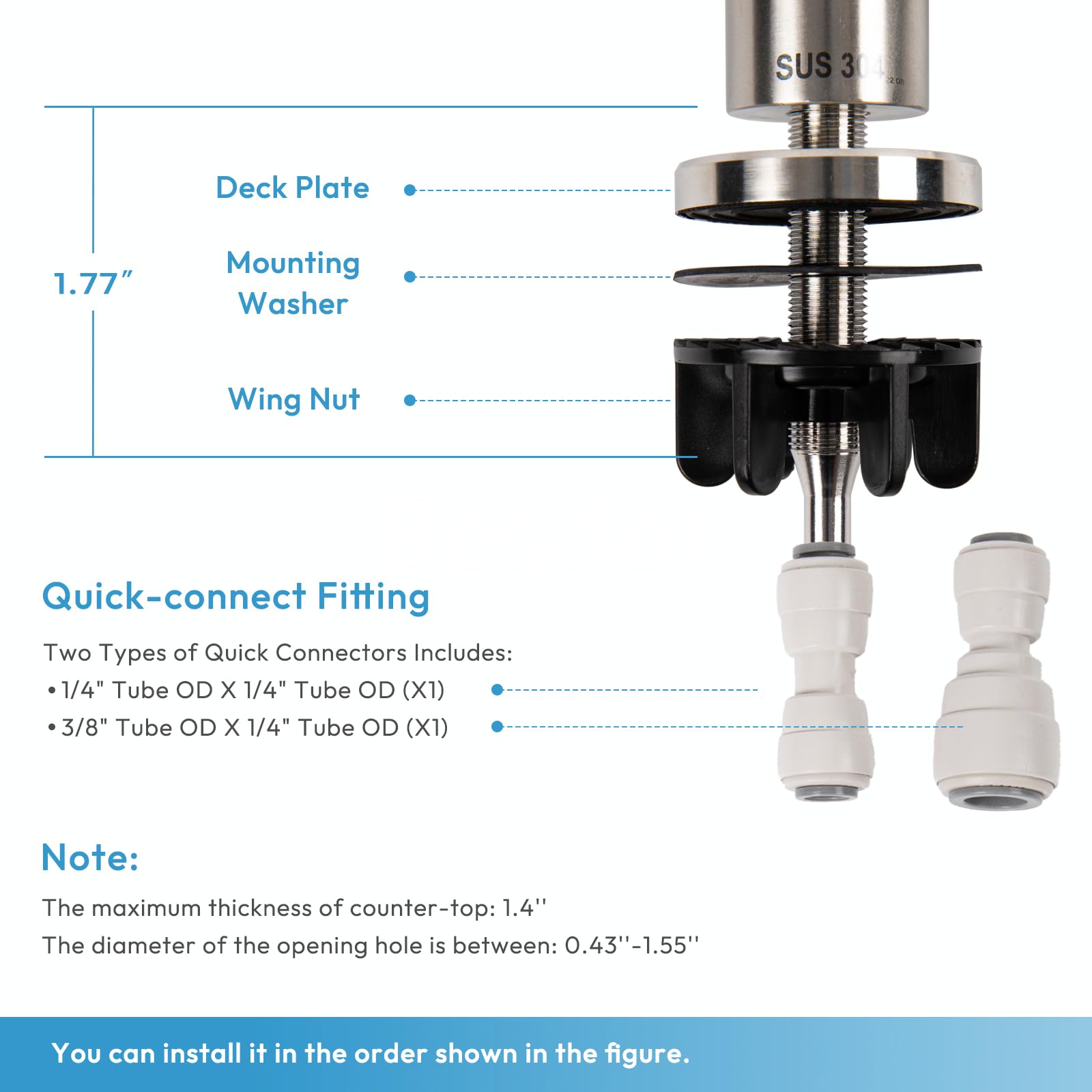 Besdor Drinking Water Faucet, Filtered Water Reverse Osmosis Ro Faucet For Kitchen Sink, Non-Air Gap, Lead-, 304 Stainless Steel, Brushed Nickel, Wf1