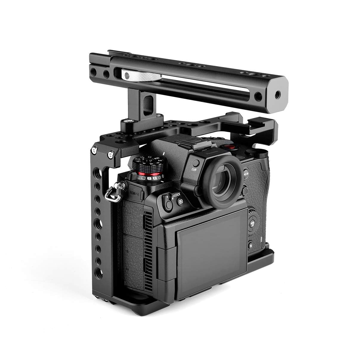 Kamthing Aluminum Video Camera Cage Stabilizer For Panasonic Lumix S1H S1R S1 Camera With Top Handle Grip Multiple 1/4" 3/8" Screw Mount (Cage With Top Handle)