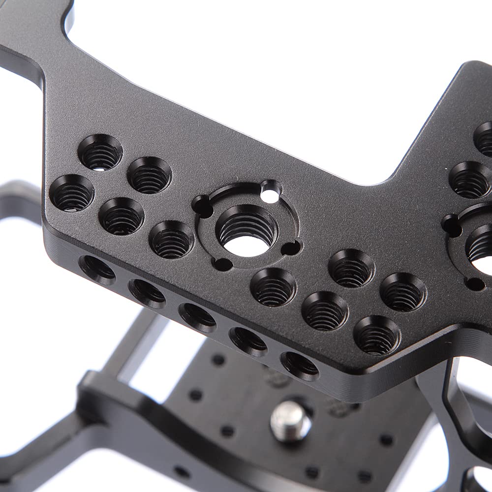 Hersmay A7Iii Cage With Top Handle,A9 Camera Cage For Sony A7Iii / A7Riii /A9 /A7Ii Mirrorless Camera,Vlogging Video Shooting Filmmaking Rig Stabilizer With 1/4" Mounting And 3/8" Arri Locating