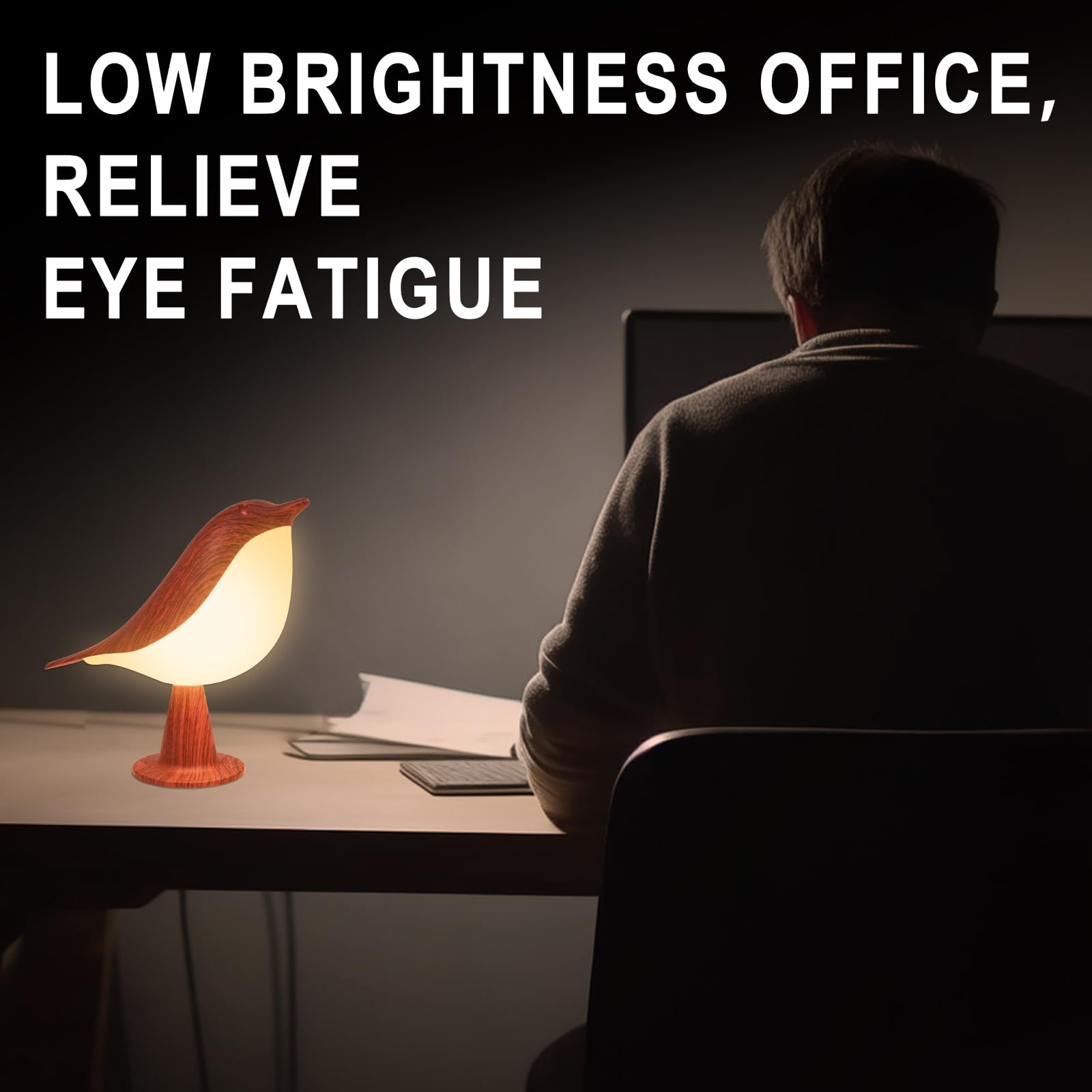 Vquand Bird Small Desk Lamp, Dimmer Kids Night Light For Bedroom, Cordless Table Lamp With 3 Color Temperature And Touch Sensor, Rechargeable Bedside Lamp, Hummingbird Lamp