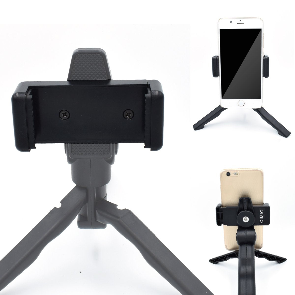 Oimio Universal Cell Phone Tripod Mount Adapter, Phone Holder Clip Connector Head Used For Monopod Selfie Stick Dslr Travel Mini Flexible Tripod And More(2 Pack)