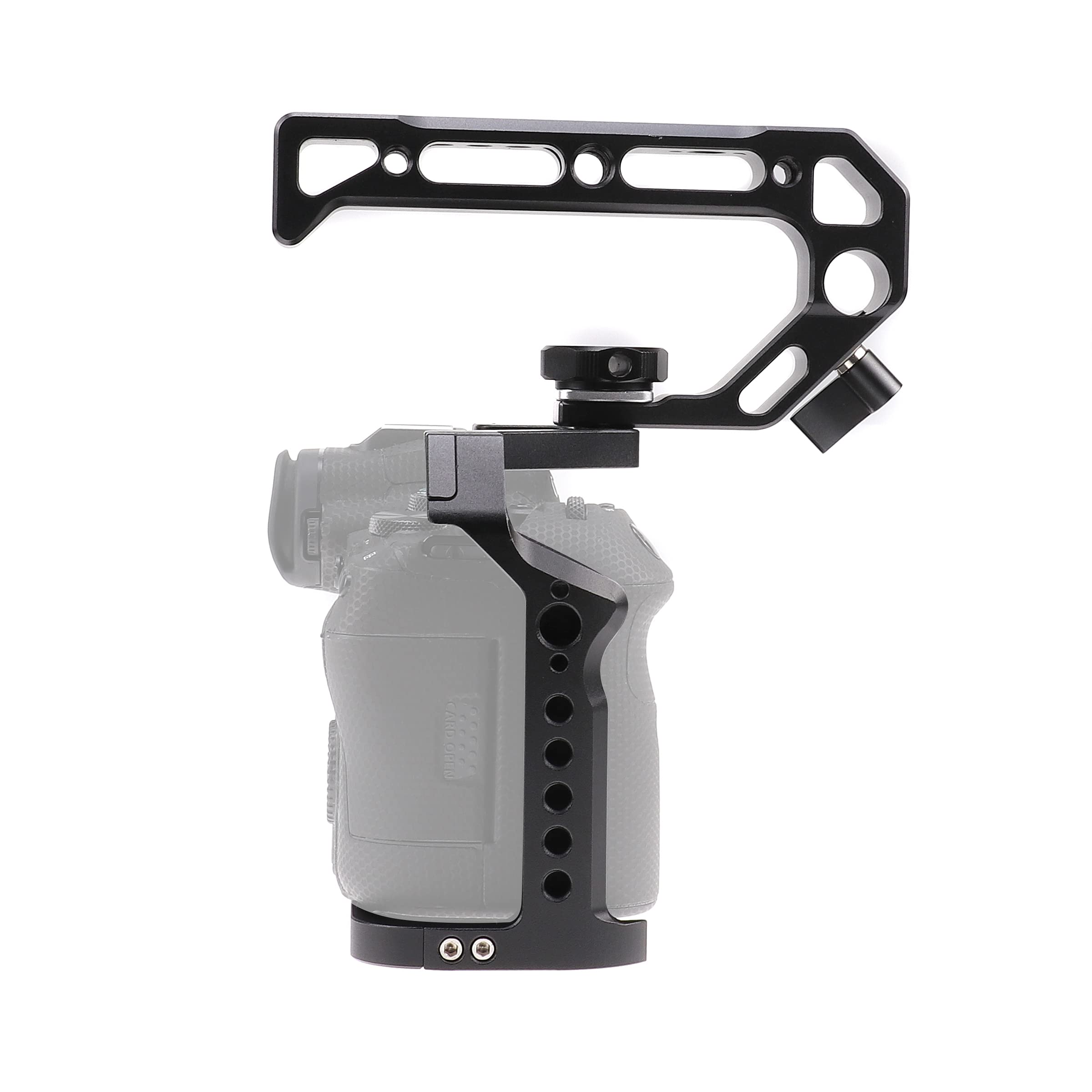 Hersmay R5 R6 Cage With Top Handle,Aluminium Alloy Camera Cage For Canon Eos R5 R6 Mirrorless Cameras, Vlogging Video Shooting Filmmaking Rig Stabilizer With 1/4" Mounting And 3/8" Arri Locating Hole