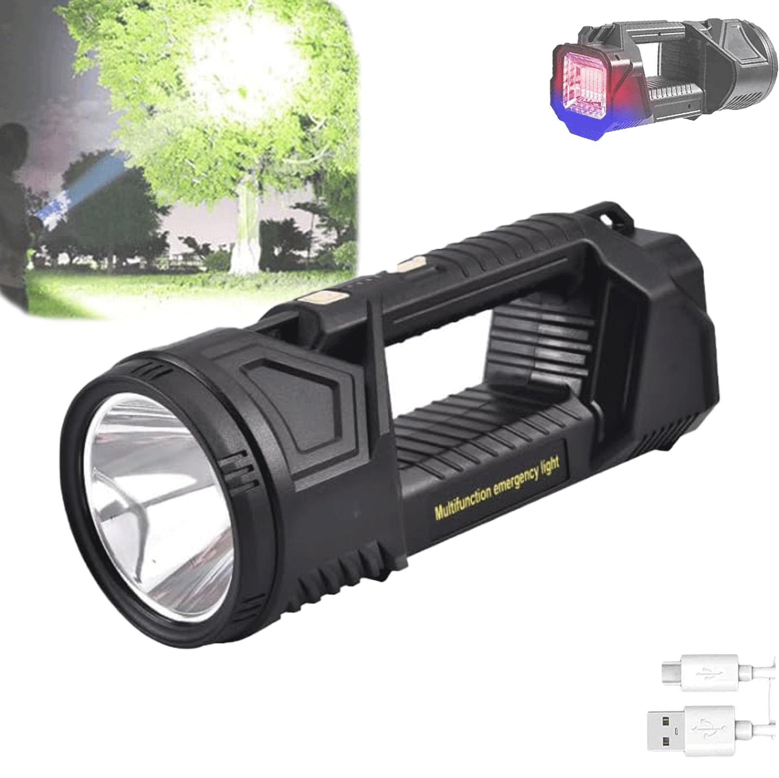 Miokuko  German 1000000 Lumens Waterproof Spot Lights Handheld Large Searchlight, Outdoor Searchlight, Super Bright Solar Spotlight Flashlight, Rechargeable Solar Utility Flashlight (S)