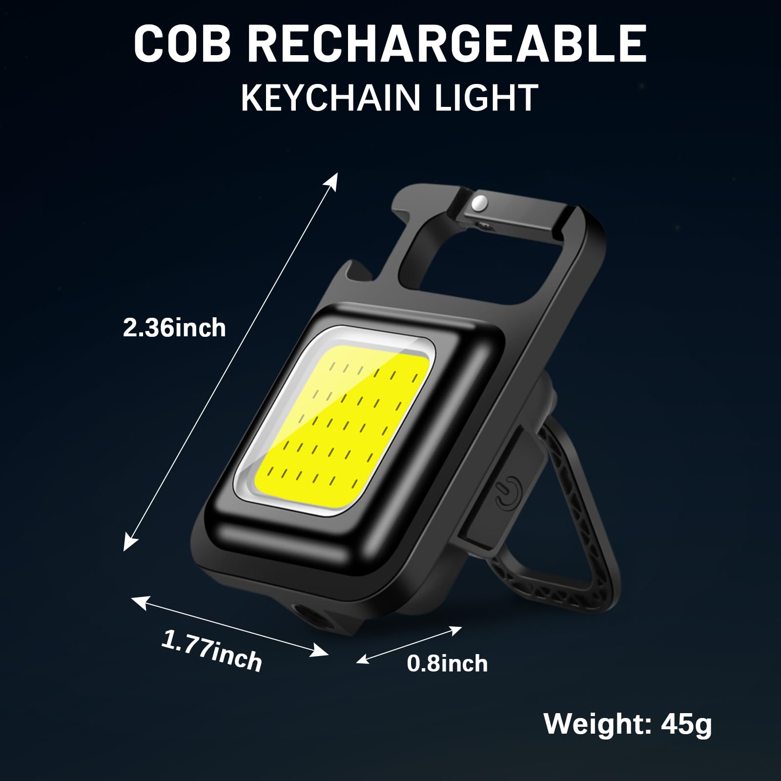 Baibian Cob Keychain Flashlight, Mini Rechargeable Flashlights Folding Bracket Bottle Opener Magnetic Base Small Emergency, 3 Light Modes, Keychain Work Light For Fishing Walking Camping(3Pack)