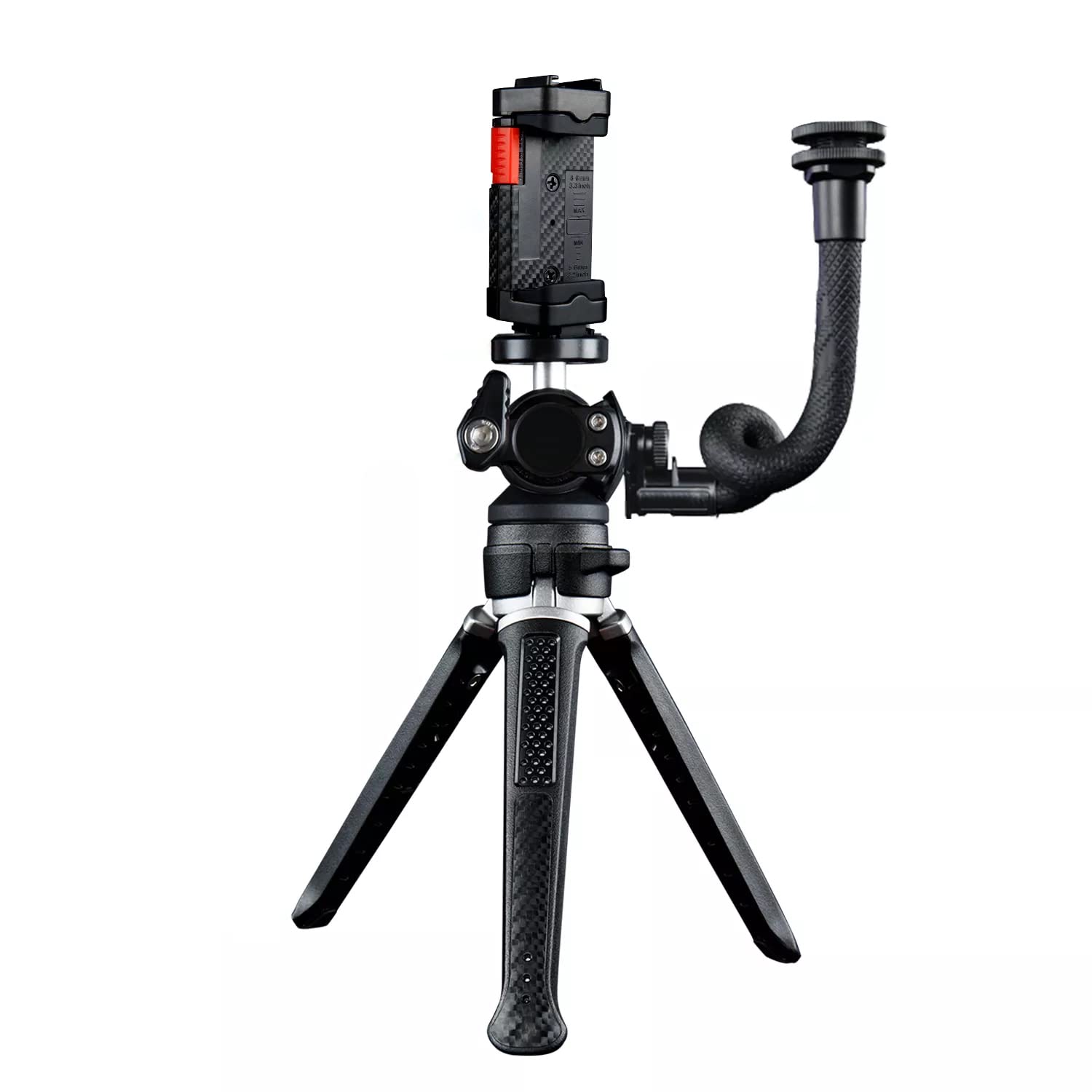Muchable Portable & Sturdy Adjustable Phone Tripod,Cell Phone Mount Easy To Adjust 360° Ball Head, Mini Tripod With Cold Shoe Mount, 1/4'' Screw For Magic Arm,Selfie Stick Stand For Smartphone Dslr Camera