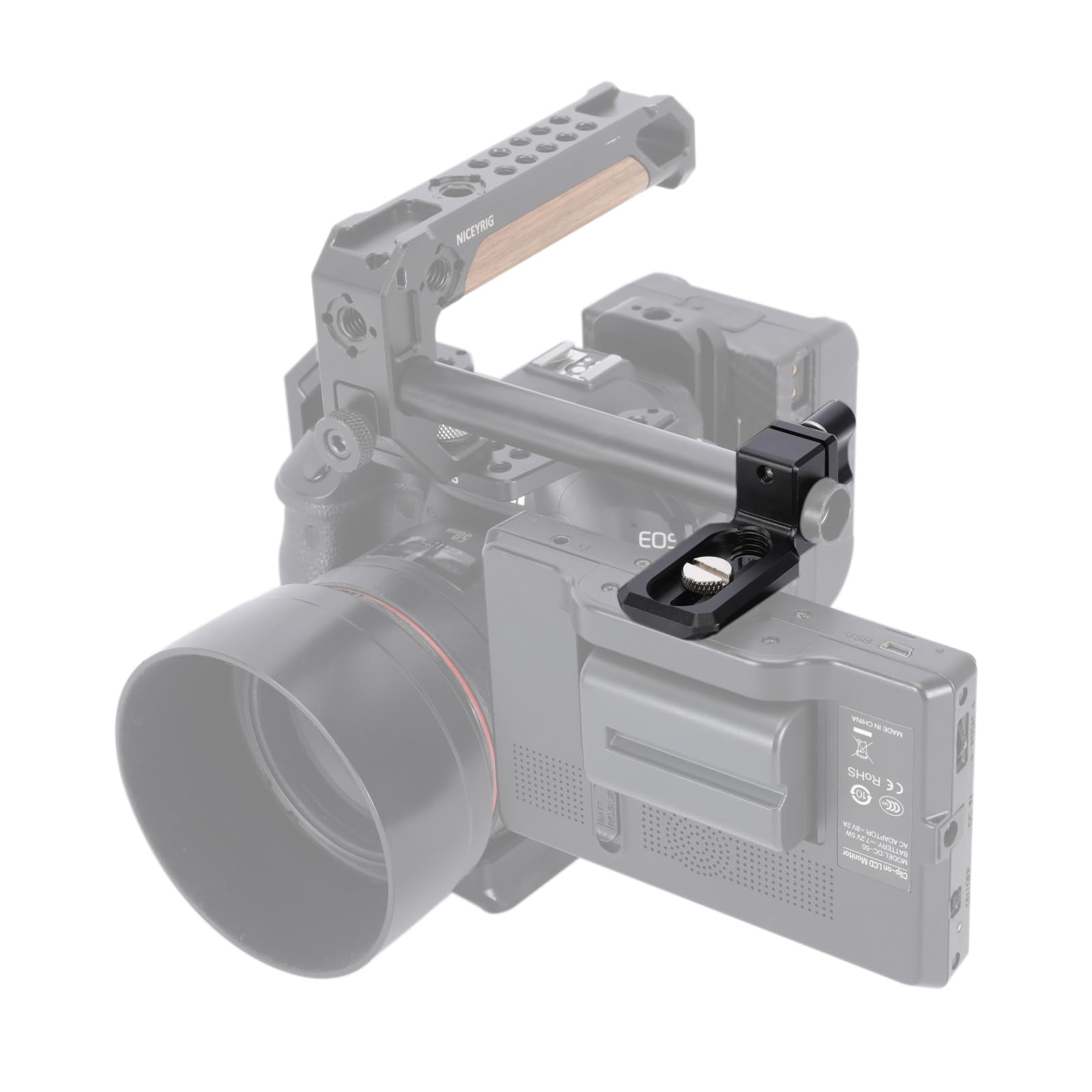Niceyrig 15Mm Single Rod Clamp To Monitor Mount Evf Mount With Mini Plate, 3/8'' Arri Locating Hole - 596