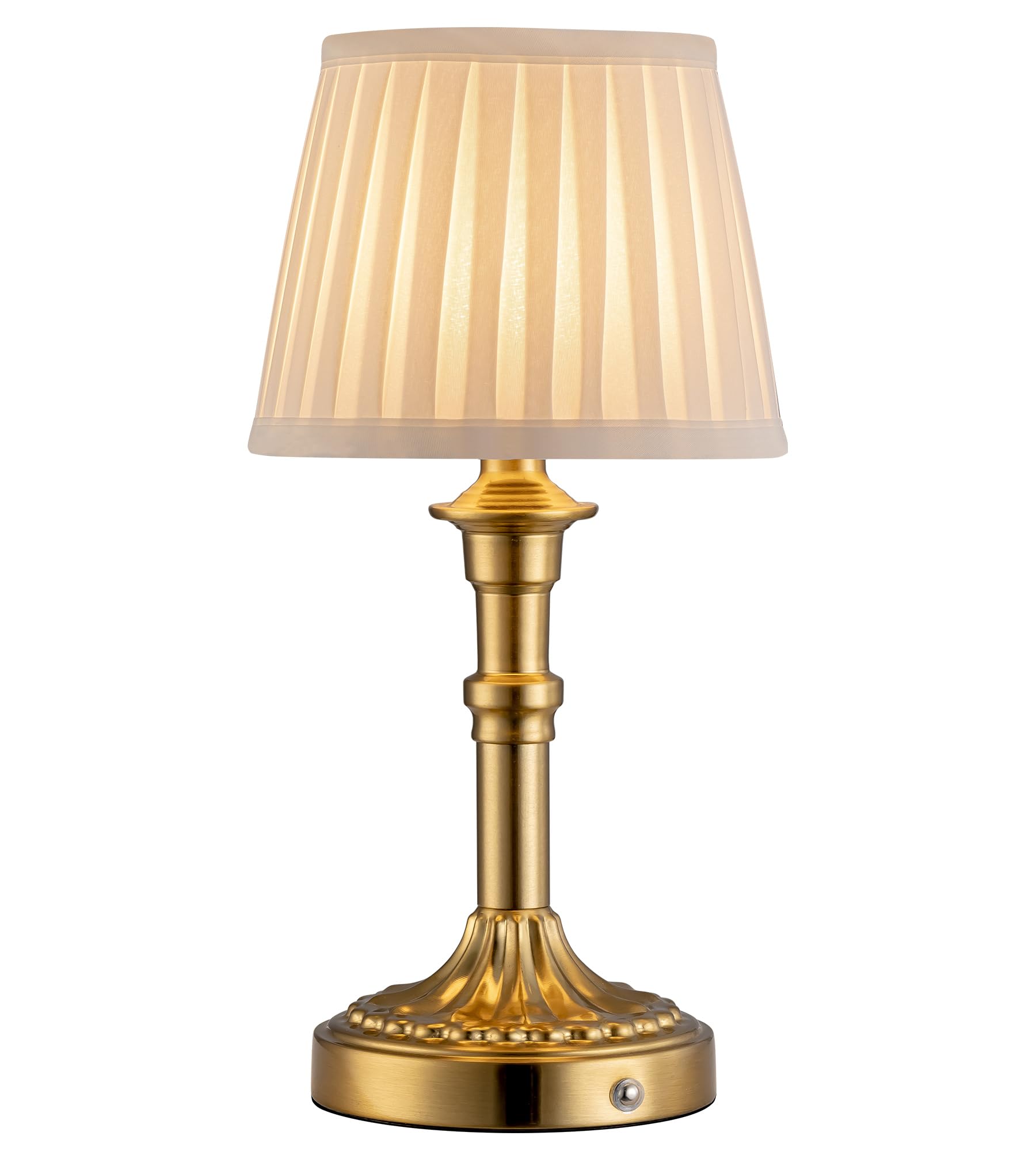 Kdg Cordless Portables Table Lamp, Led Fabric Shade Small Desk Lamps, 4000Mah Battery Powered Lighting, 2700K Stepless Dimmable Light For Living Room, Dining Room, Bedroom, Bedside (Bronze)