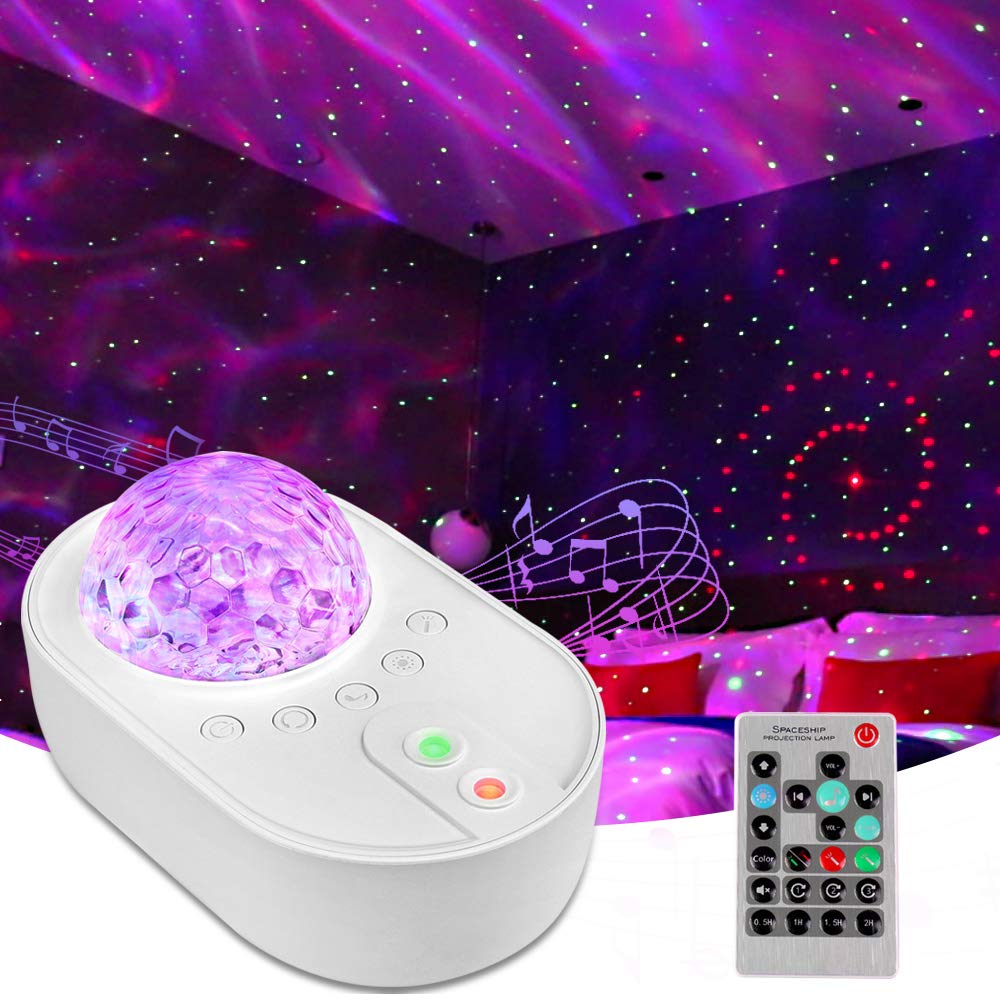 Sooncor Galaxy Star Night Light Projector Led Ocean Wave Bluetooth Music Speaker With Remote Control For Bedroom, Home, Room Decor