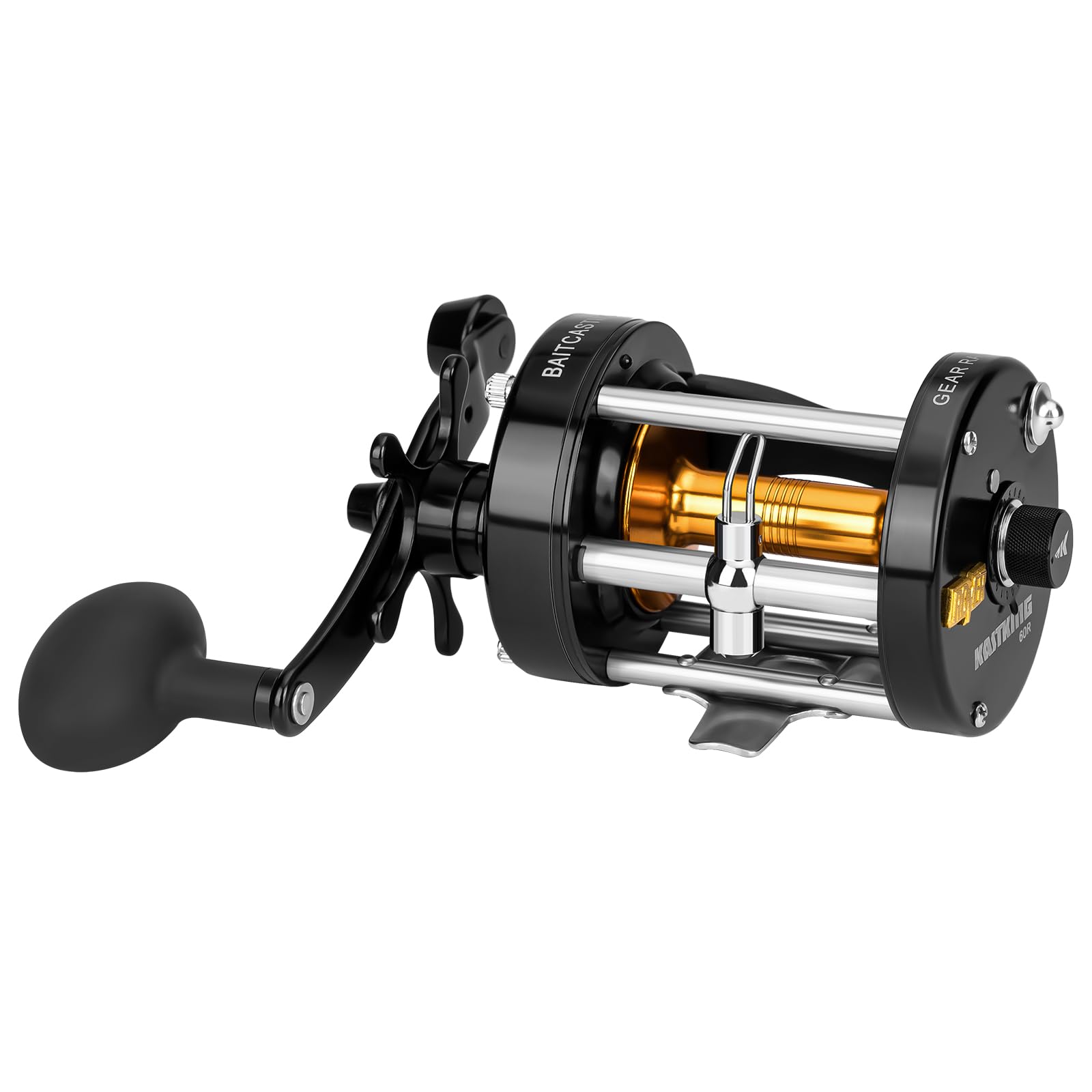 Kastking Rover Round Baitcasting Reel, Right Handed Fishing Reel,Rover60,Black & Superpower Braided Fishing Line, Gray, 15 Lb, 150 Yds