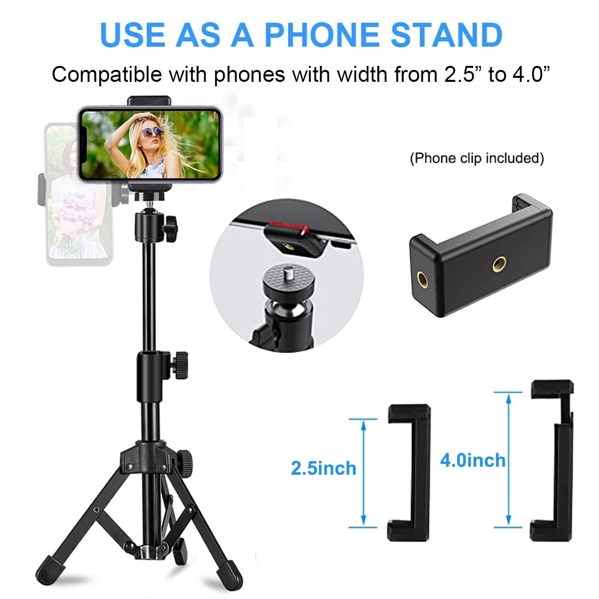 Jcwiny Webcam Tripod Stand Extendable Desktops Tripod For Camera/Phone/Webcam, Desk Tripods Webcam Mount Holder Compatible With Logitech Webcams C925E C922X C922 C930E C930 C920 C615 /Iphone/Ring Light