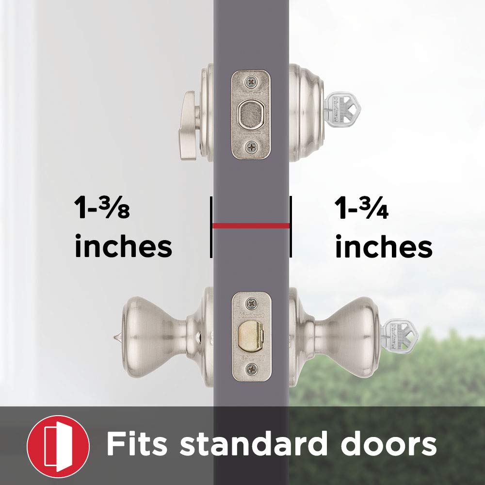 Kwikset Cameron Keyed Entry Door Knob And Single Cylinder Deadbolt Combo Pack With Microban Antimicrobial Protection Featuring Smartkey Security In Satin Nickel
