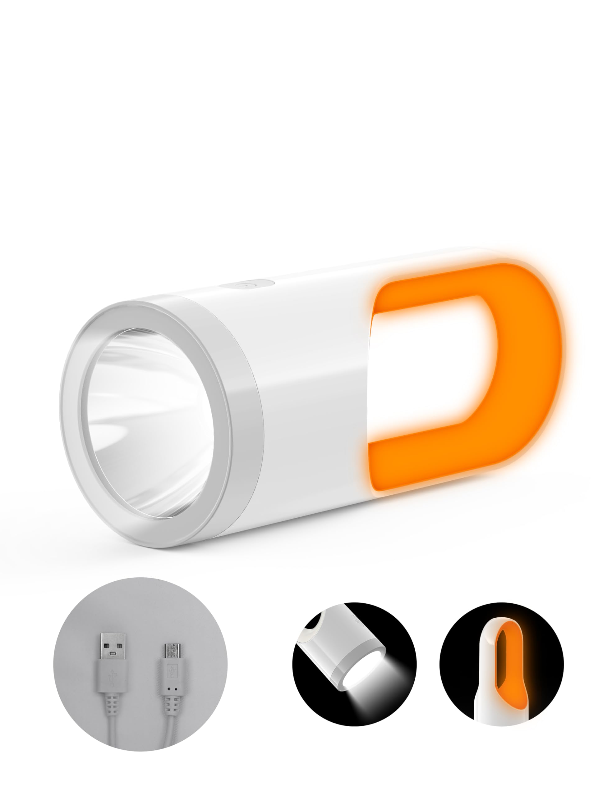Kleah Rechargeable U-Shape Spotlight Flashlight Portable Handheld Flashlights Lightweight Outdoor Searchlight Desk Light For Home Power Outrages, Walking, Hiking, Camping, Fishing, Emergency Light