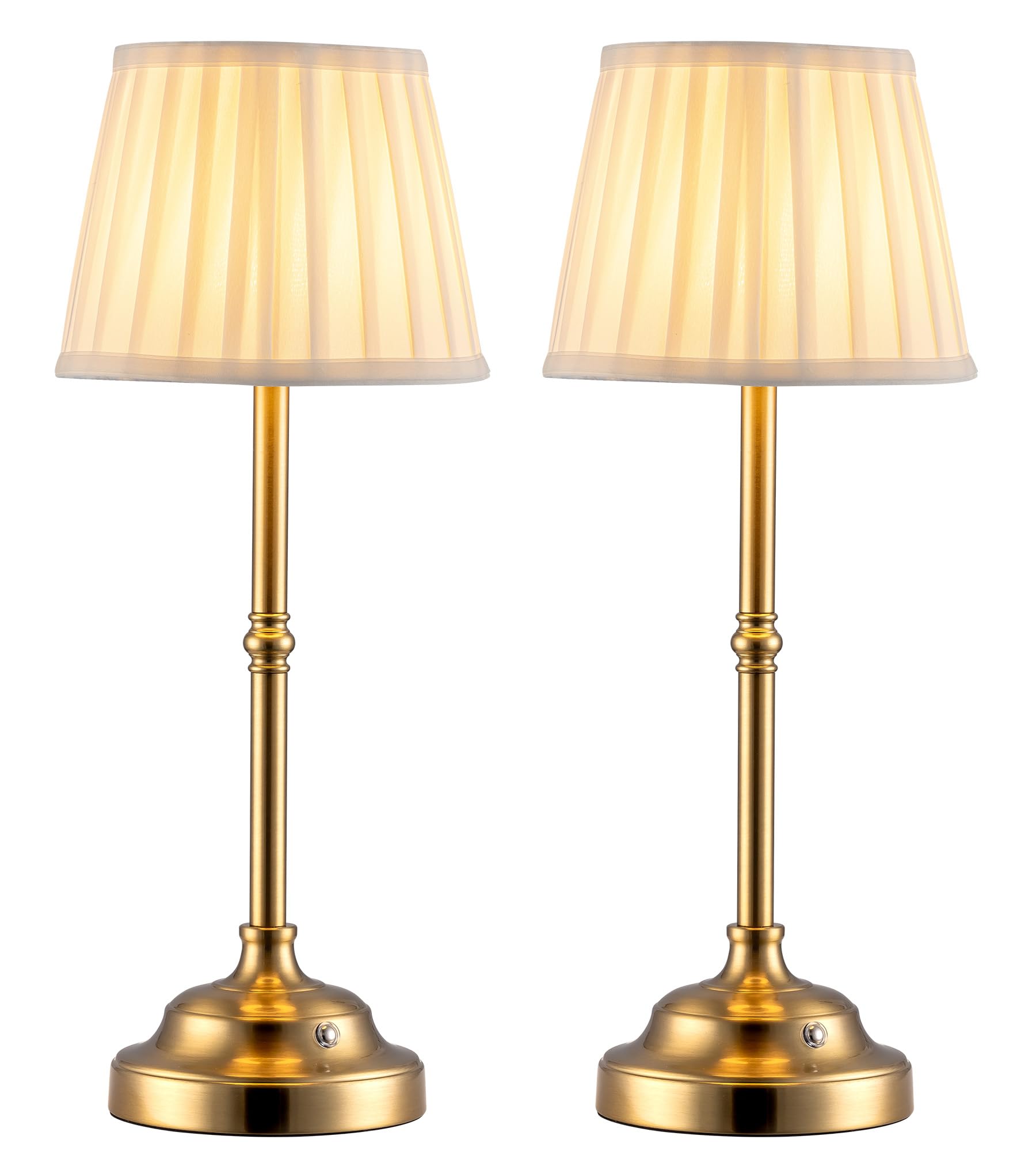 Kdg Cordless Led Table Lamp Set Of 2, Portables Fabric Shade Desk Lamps, 4000Mah Rechargeable Battery Powered Lighting, Dimmable Light For Dining Room, Bedroom, Bedside, Night Light, Balcony (Bronze)